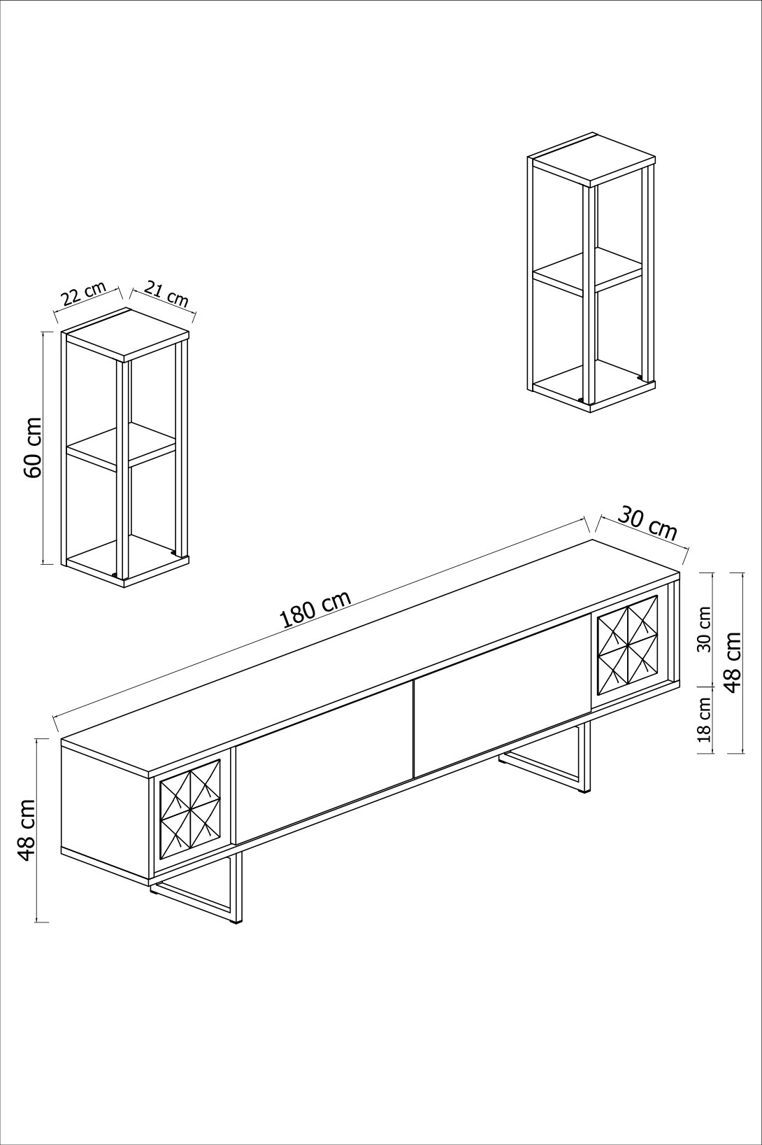 Chrome Line TV-Schrank Holz Weiß Schwarz