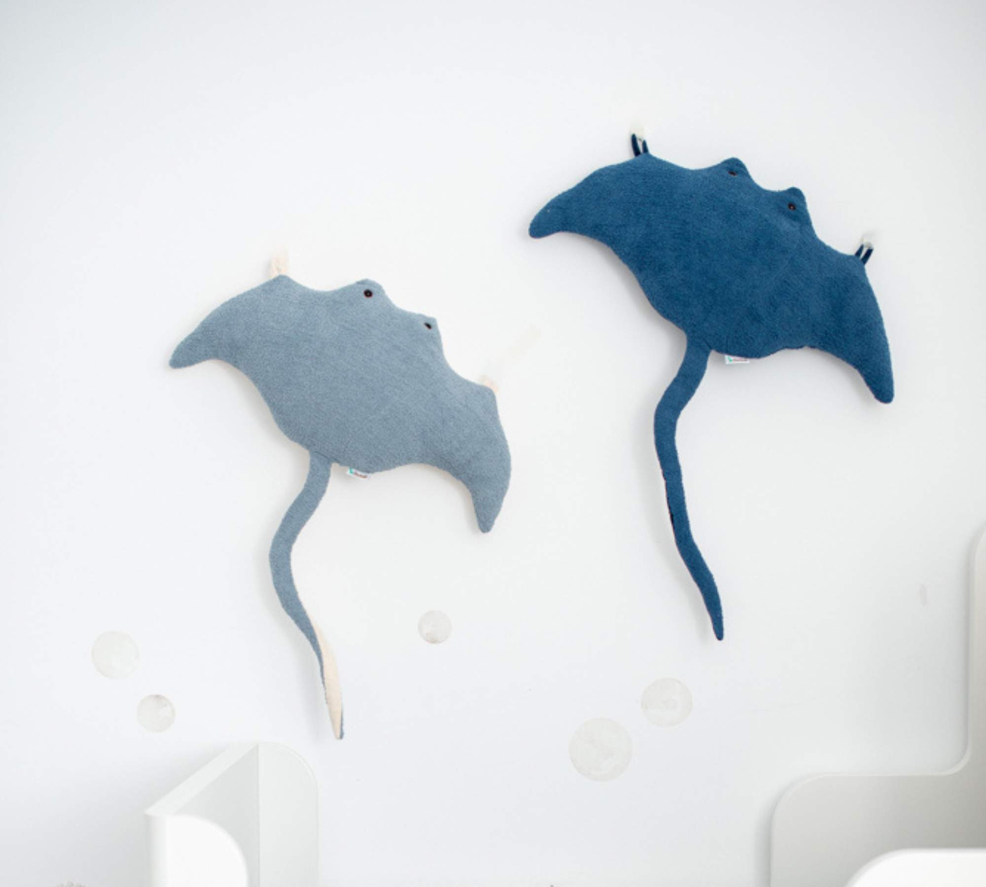 2x Mantarochen Plüschtier Baumwolle Blau