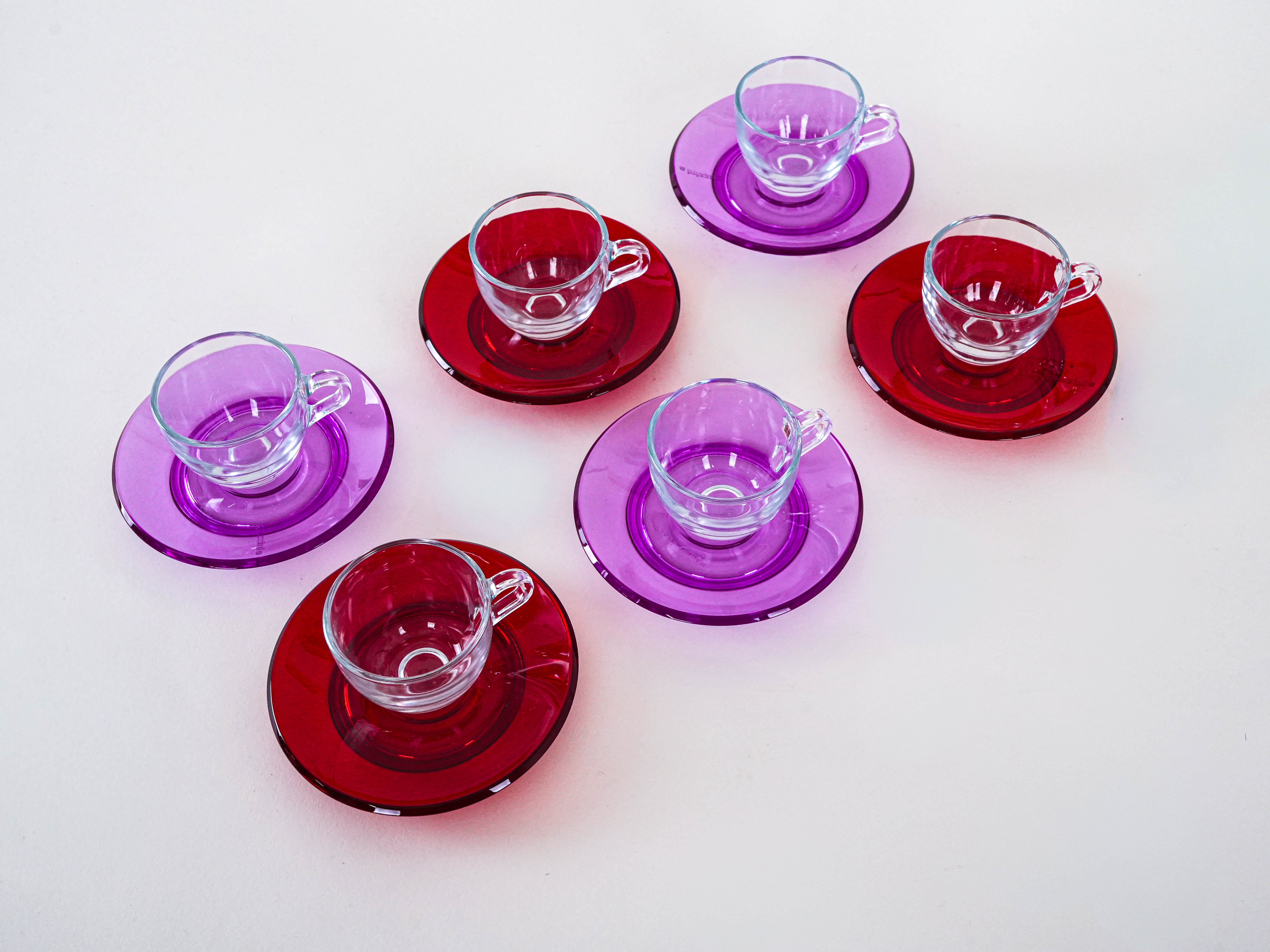 Glastassen-Set Mehrfarbig 1970er Jahre