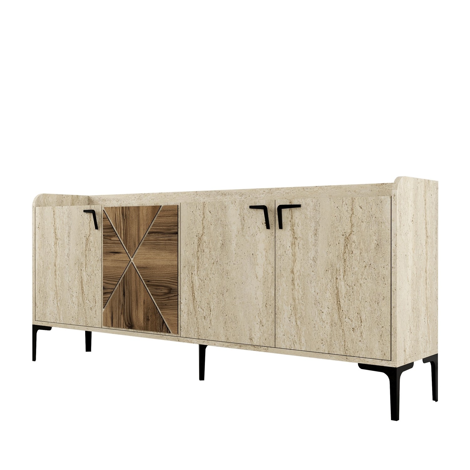 Venedik Sideboard Walnussbraun Steinoptik