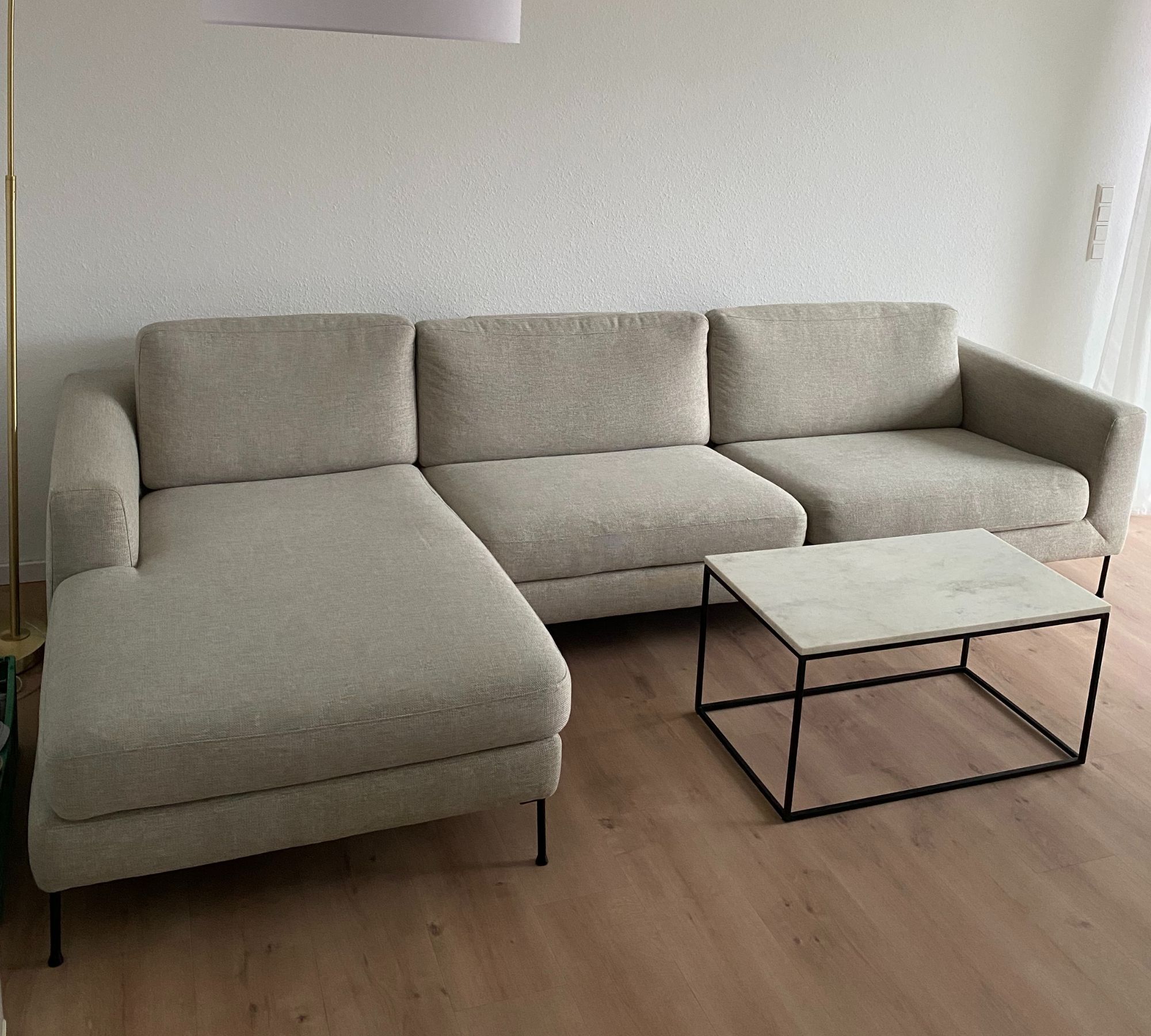 Cucita Sofa 4-Sitzer Récamiere Links Webstoff Grau