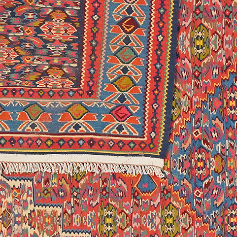 Kilim Senneh Teppich Braun
