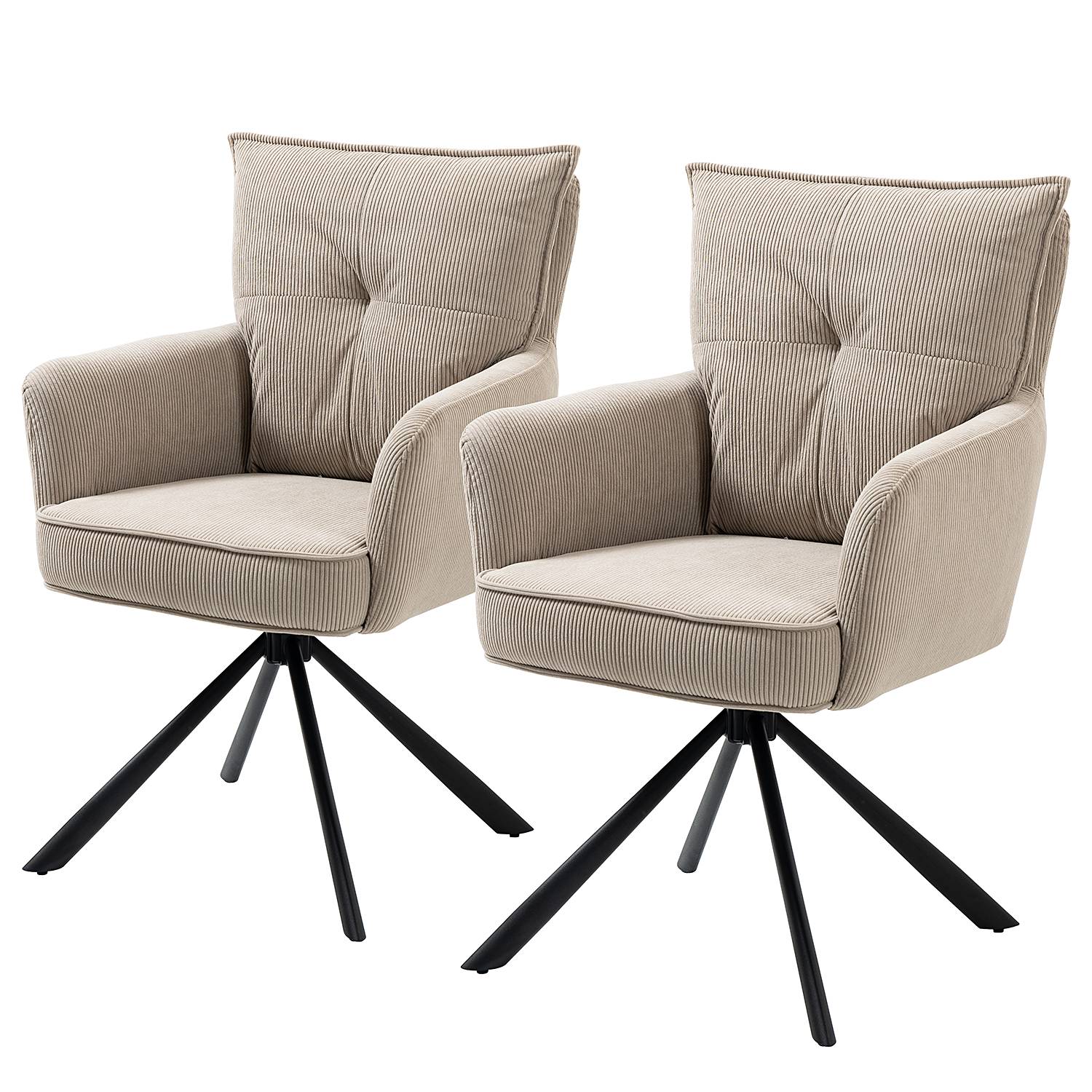 2x Drehbarer Armlehnenstuhl DIDRIP Cord Cappuccino