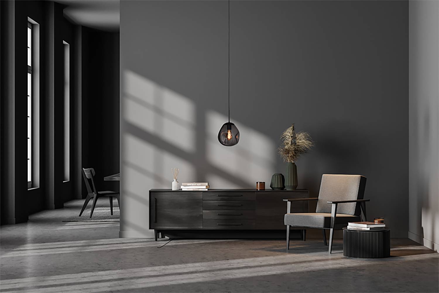 Lava Pendant Light 1-Lamp Steel Glass