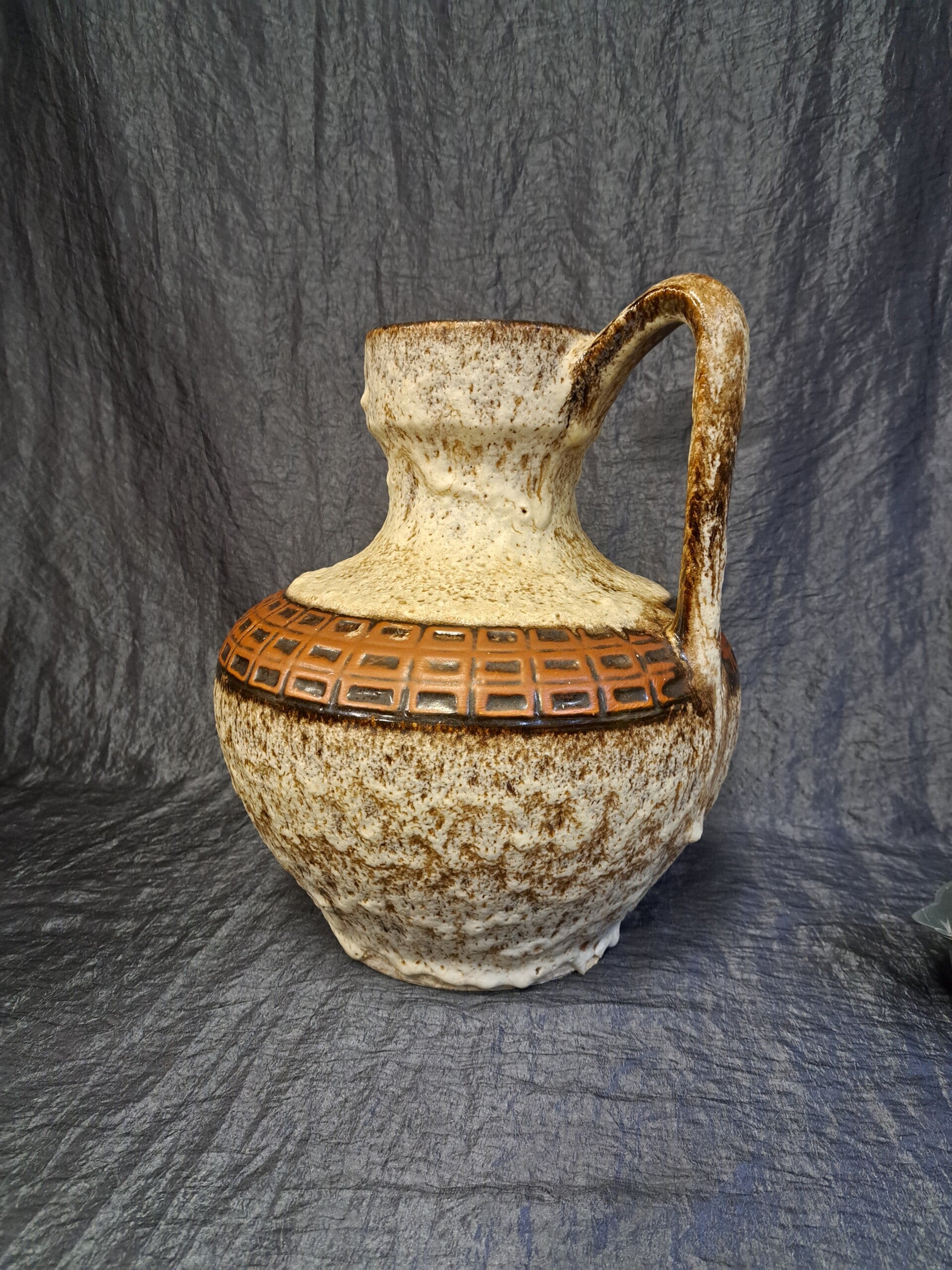 Vintage ceramic vase brown white black