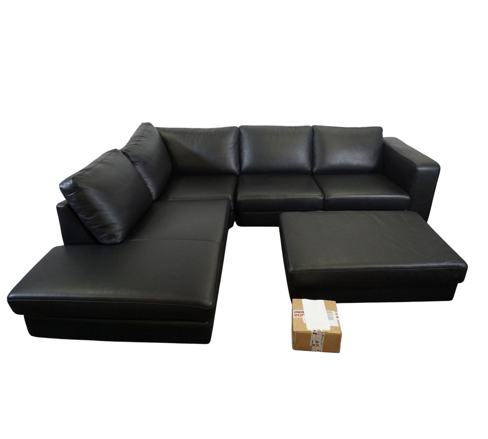 Indivi Ecksofa mit Ruhemodul & Hocker Salto-Leder Schwarz