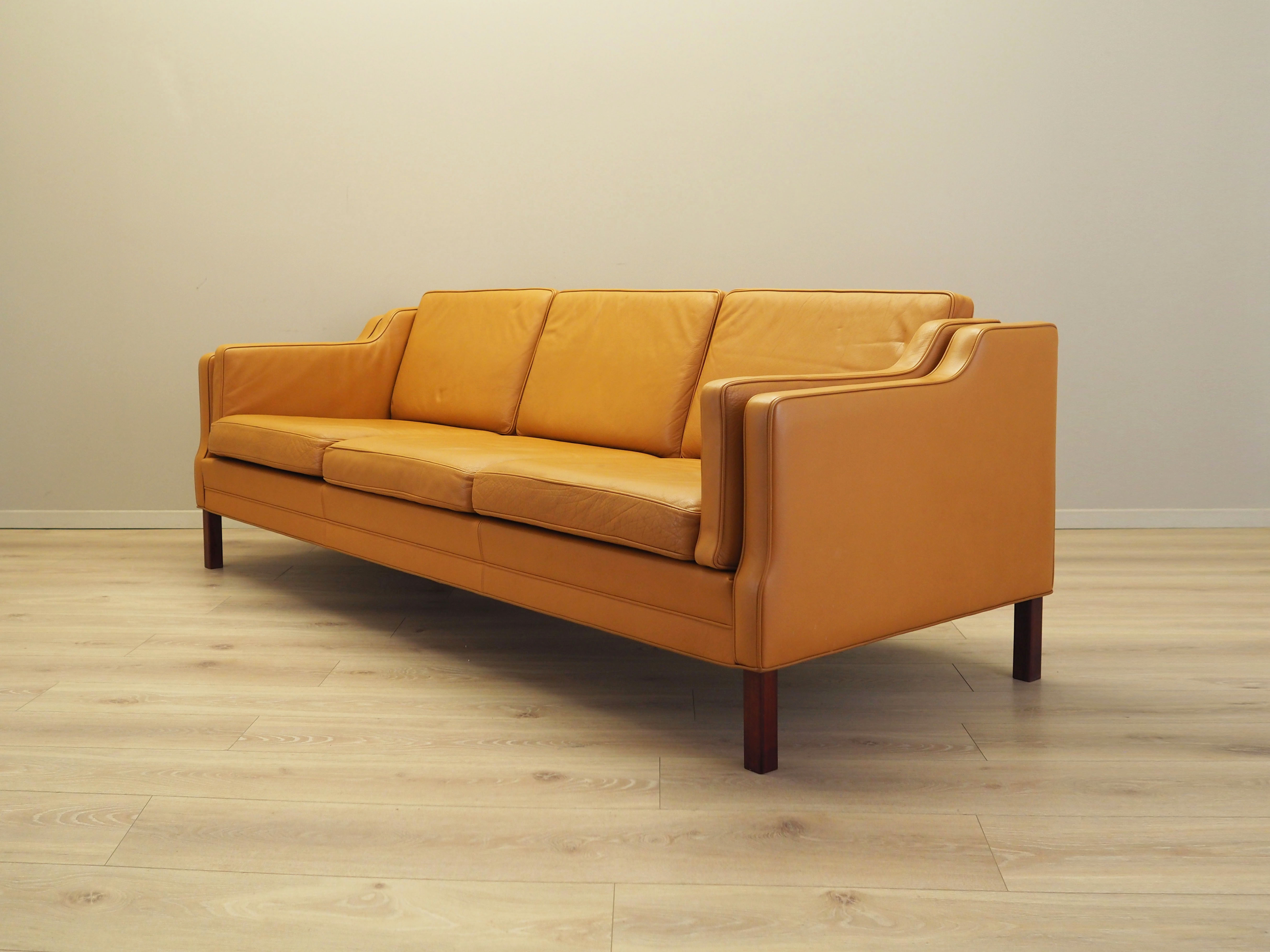 Sofa Leder Orange 1970er Jahre