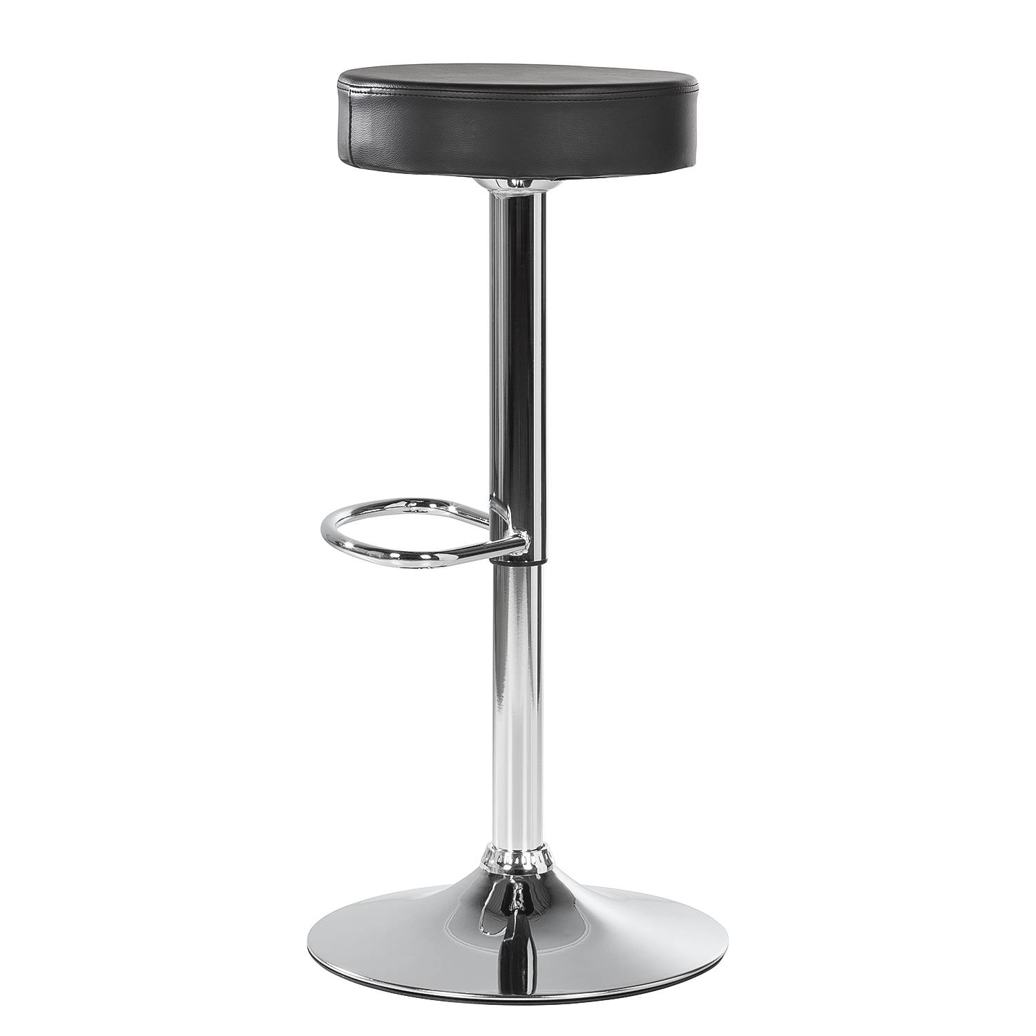 Bar stool Vincent Faux leather Black / Chrome