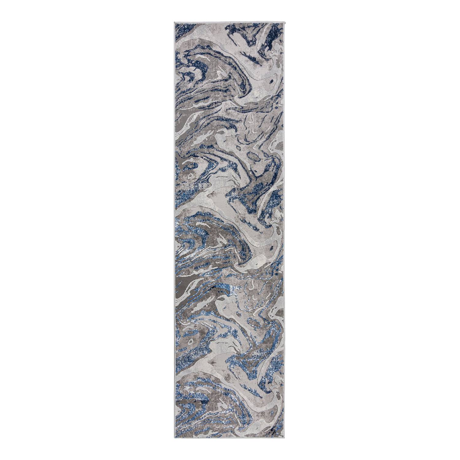 Marbled Runner Navy Blue 80 x 300 cm