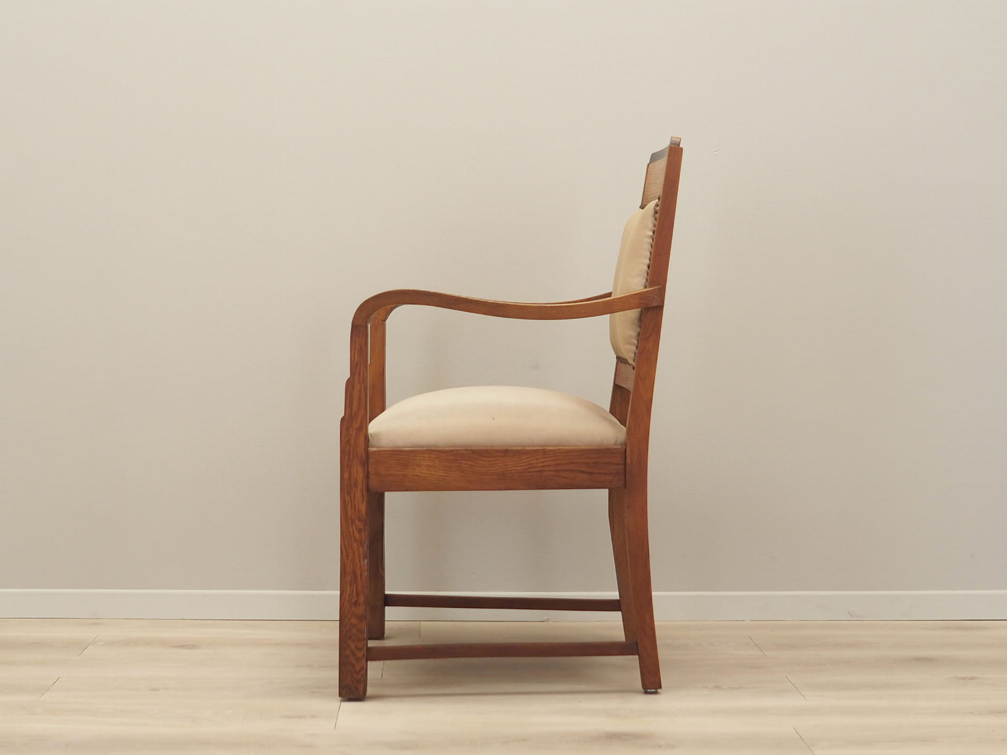 Vintage Armchair Oak Velvet Brown 1950s