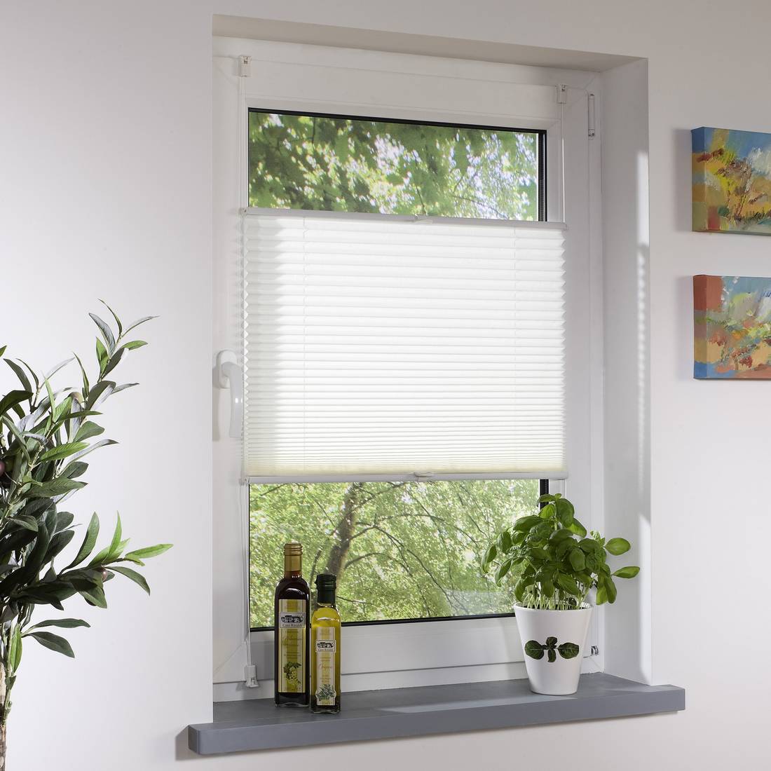 Plissee Salvaterra IV Webstoff Weiß 60 x 130 cm