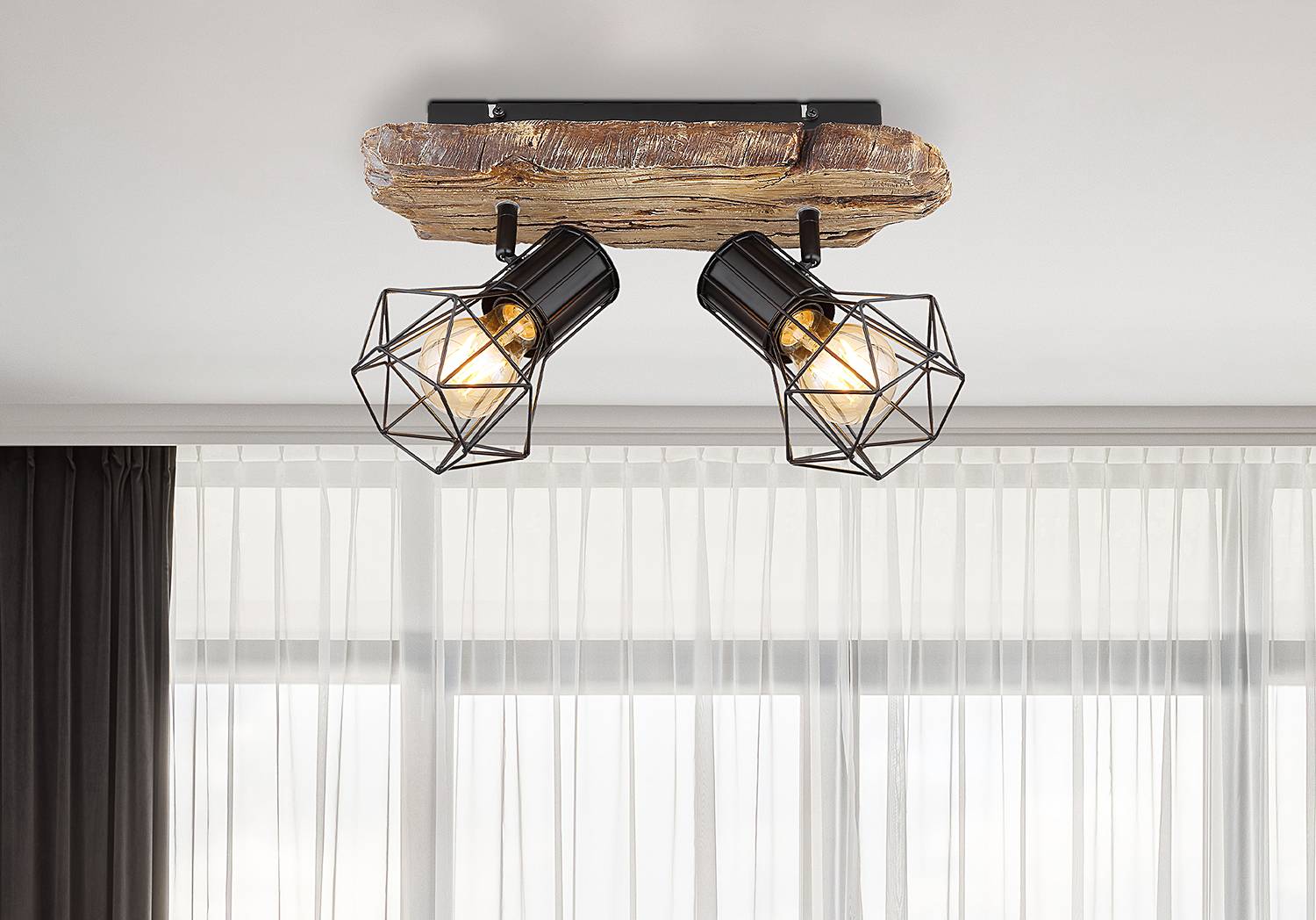 2-Flammig Deckenstrahler Priska Typ B Eisen Acrylglas