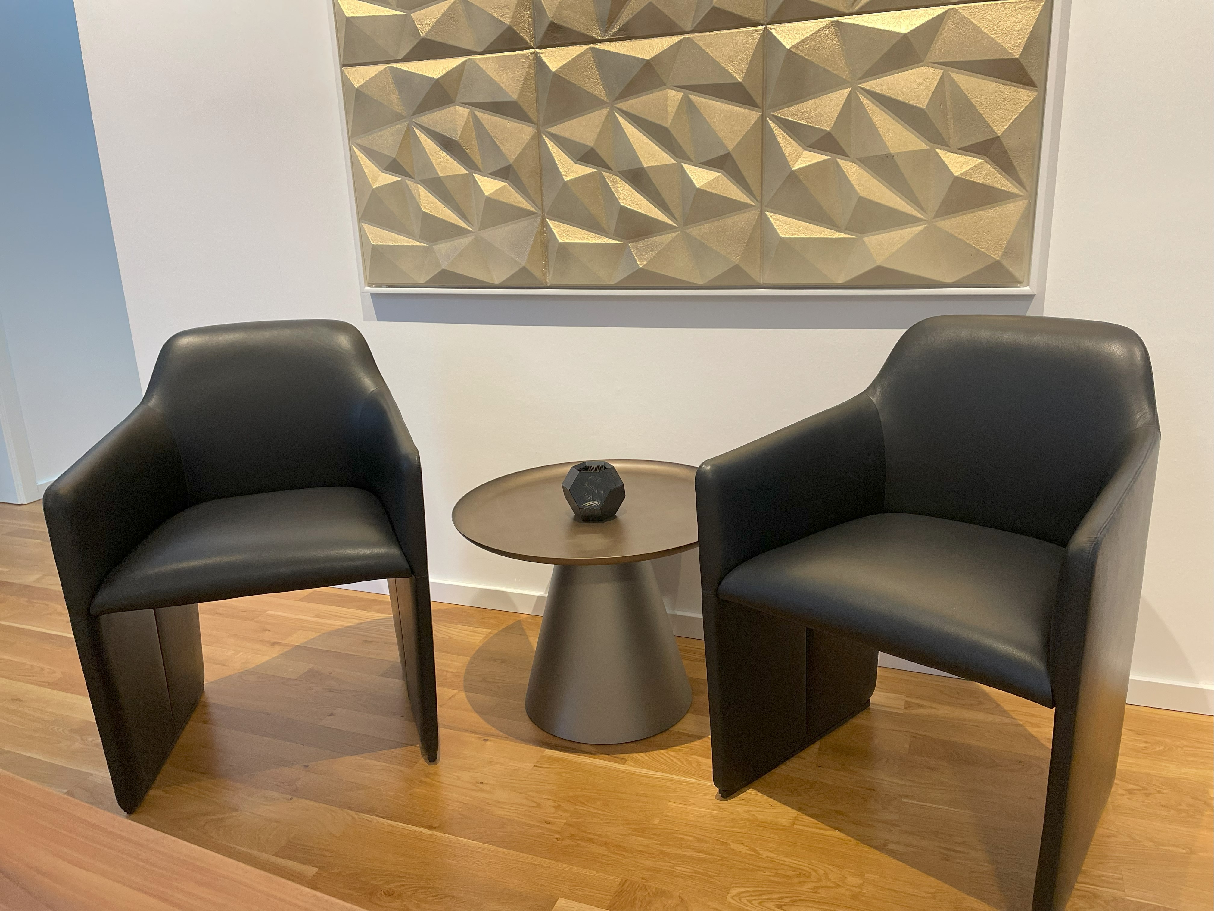 2x 525 Foster Walter Knoll Armchair with Armrests Leather Black