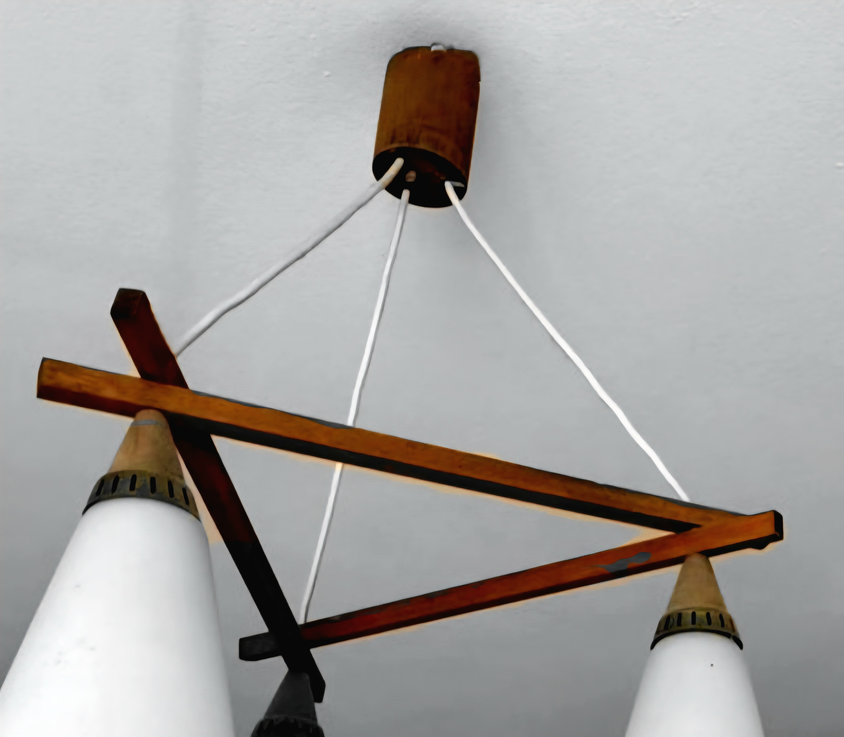 Wand- und Pendelleuchte-Set Teakholz Opalglas
