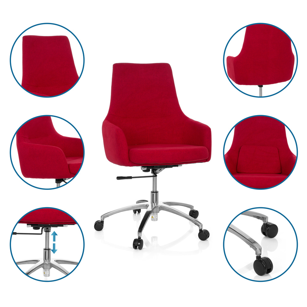SHAKE 100 Swivel office chair with casters, fabric, red