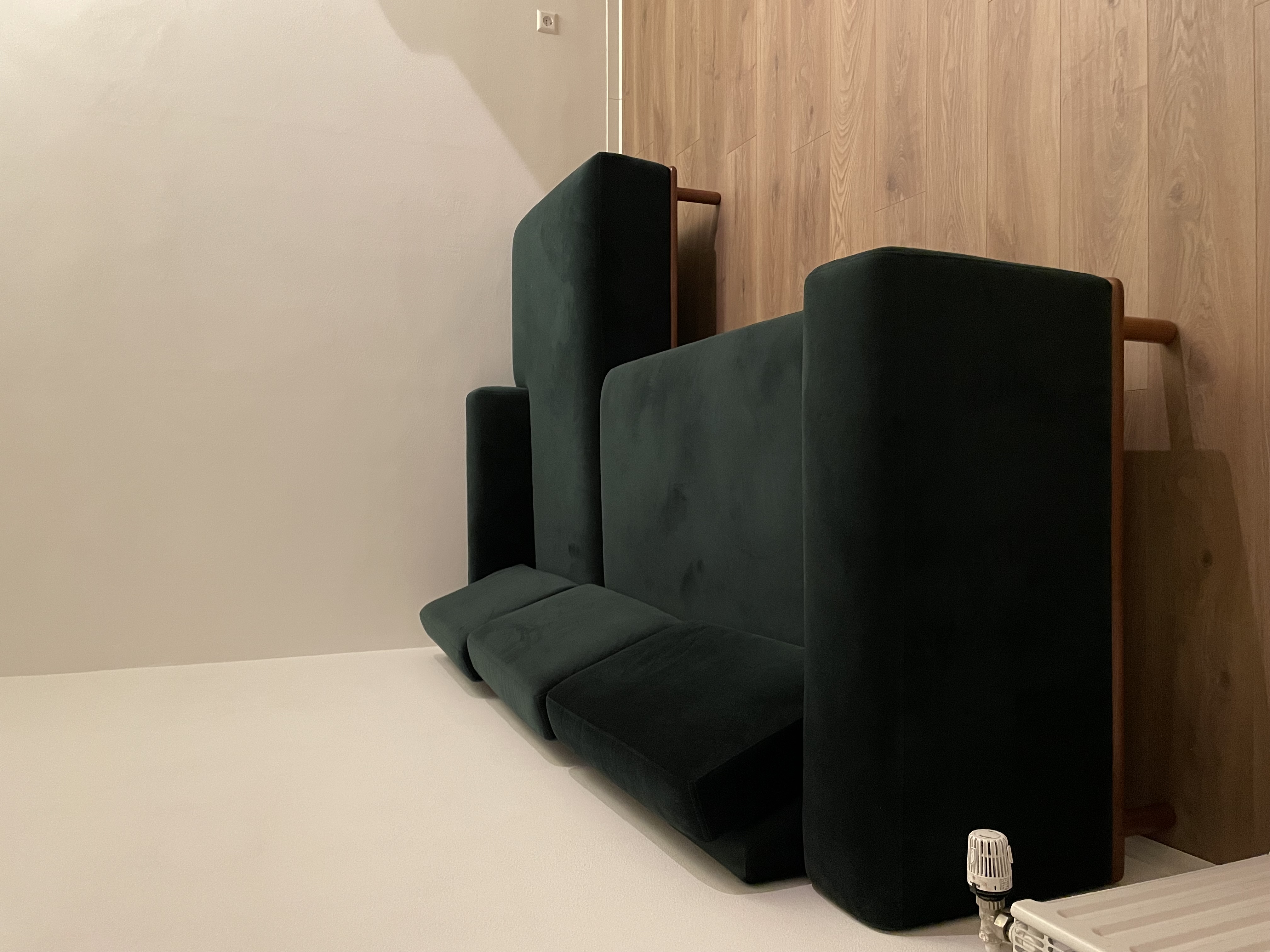 Sofa 3-Sitzer Récamiere Rechts Samt Grün