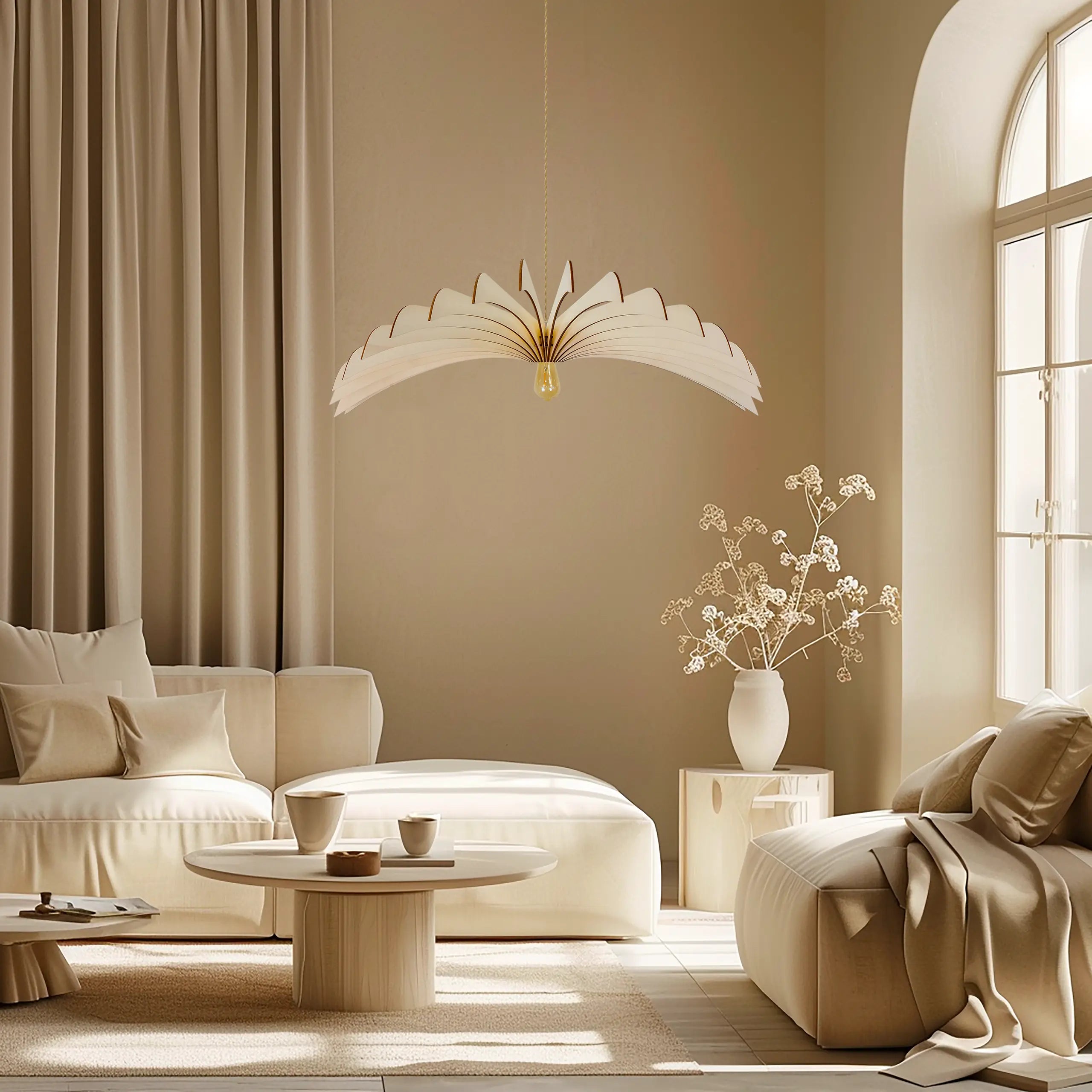 Aigle Pendant Lamp Wood White 100cm