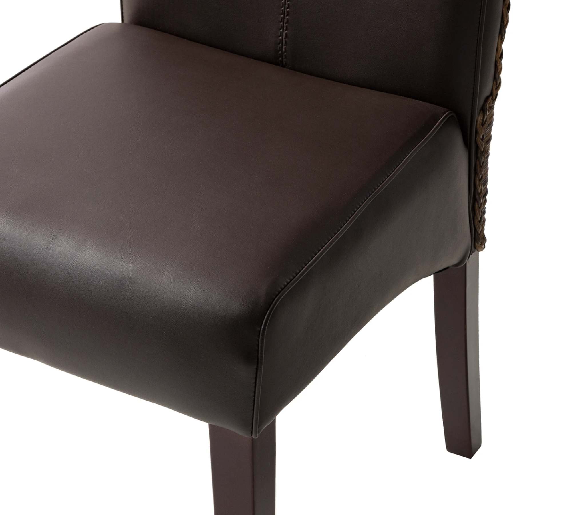 2x Esszimmerstuhl Kunstleder Rattan Braun