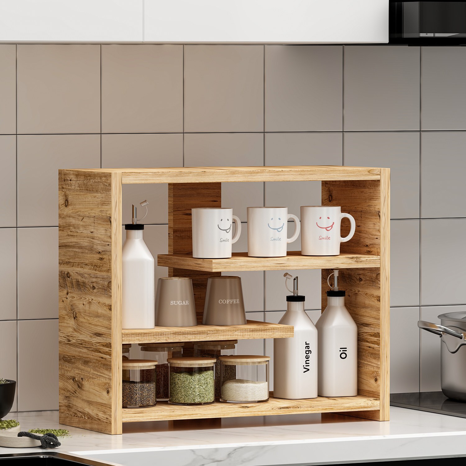 Gupse Wandregal Holzfurnier