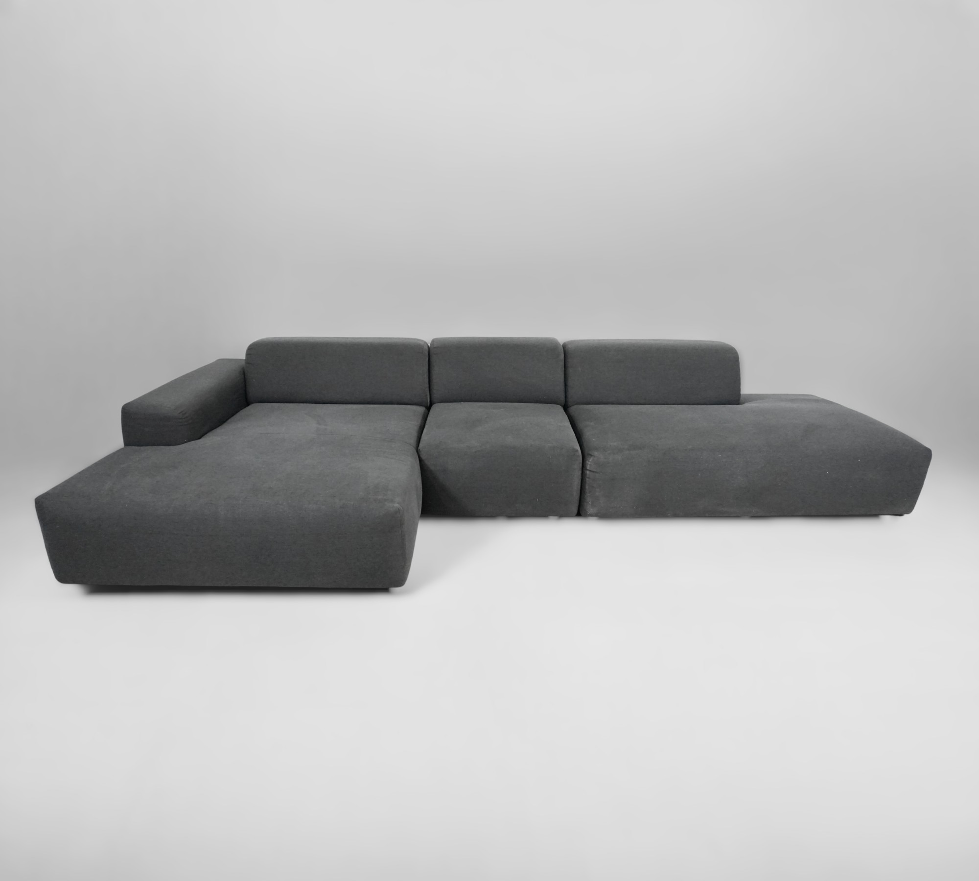 Pyllow Ecksofa mit 2 Récamieren Feingewebe Schwarz