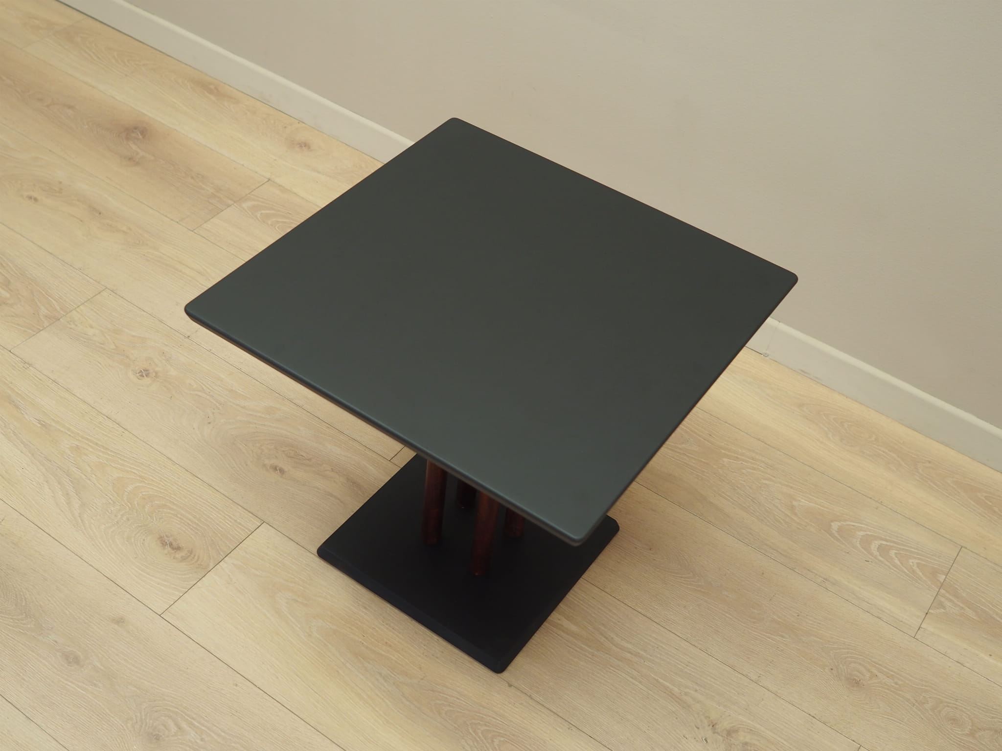 Vintage coffee table wood brown black 1980s