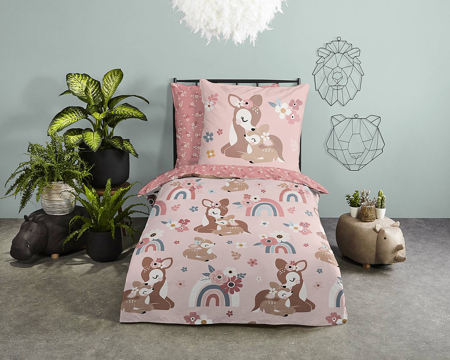 Fawn Crib Bedding Pillow Cotton Pink