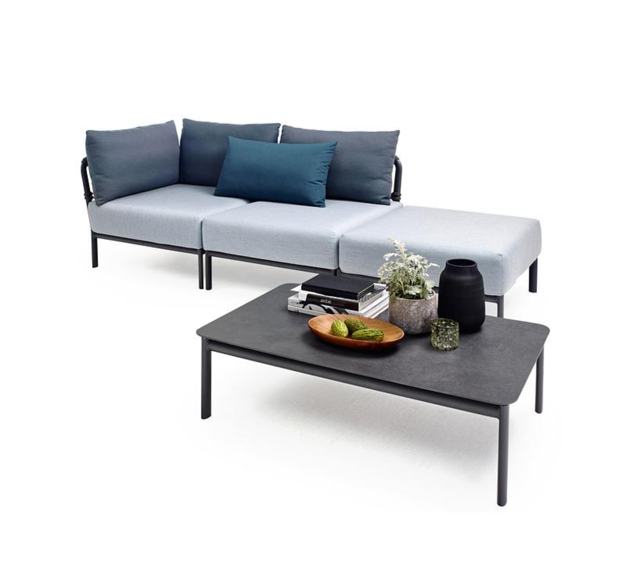 Caro Garten Lounge-Set Klein Anthrazit Blau