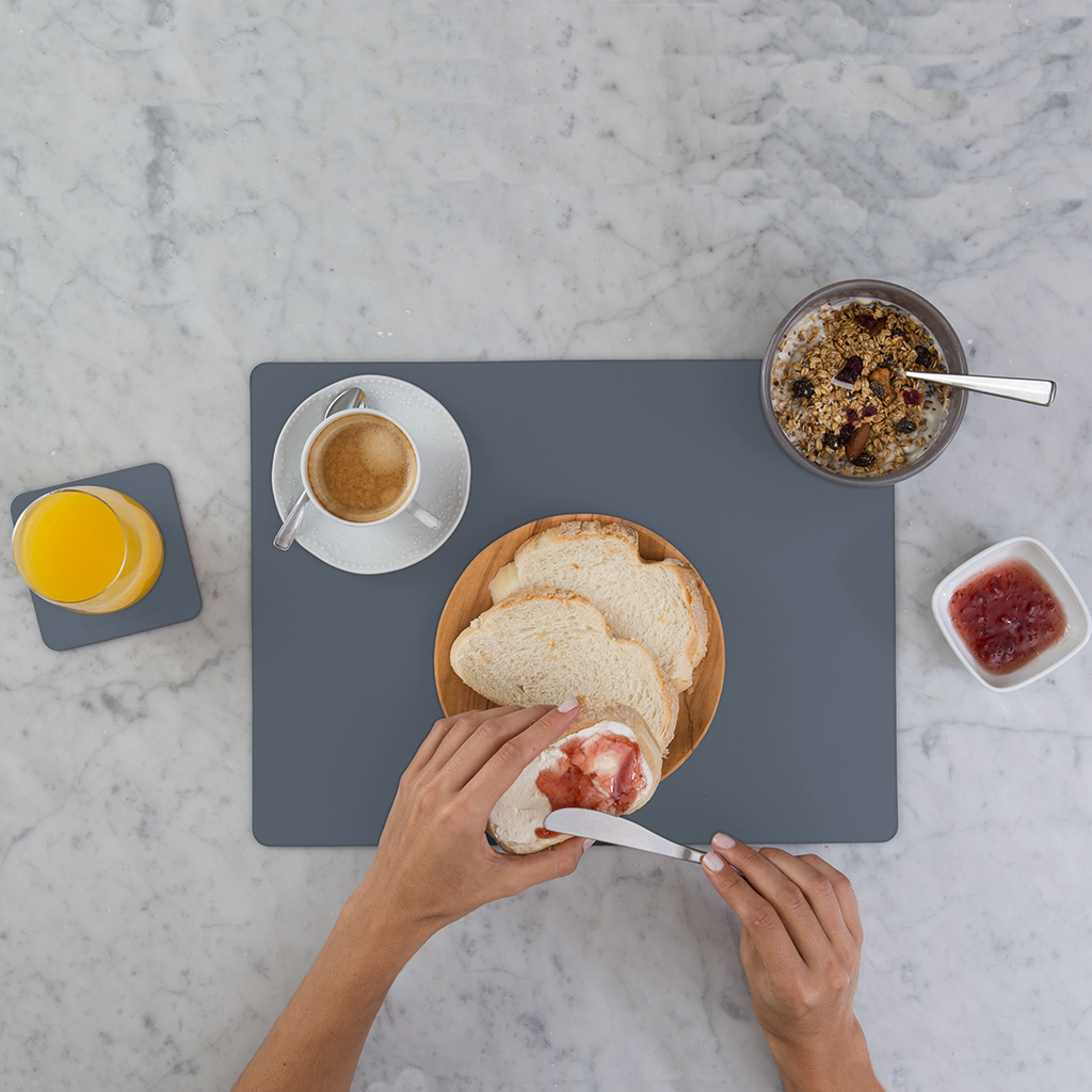 Placemat Rectangular 100% Recycled Leather Petrol