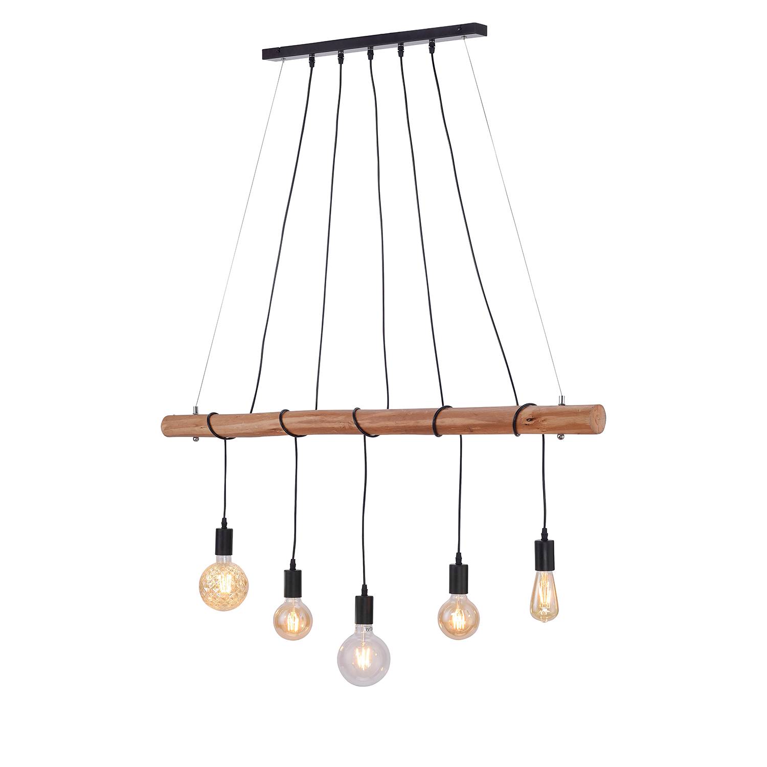 5-Flammig Pendelleuchte Damian Metall Holz