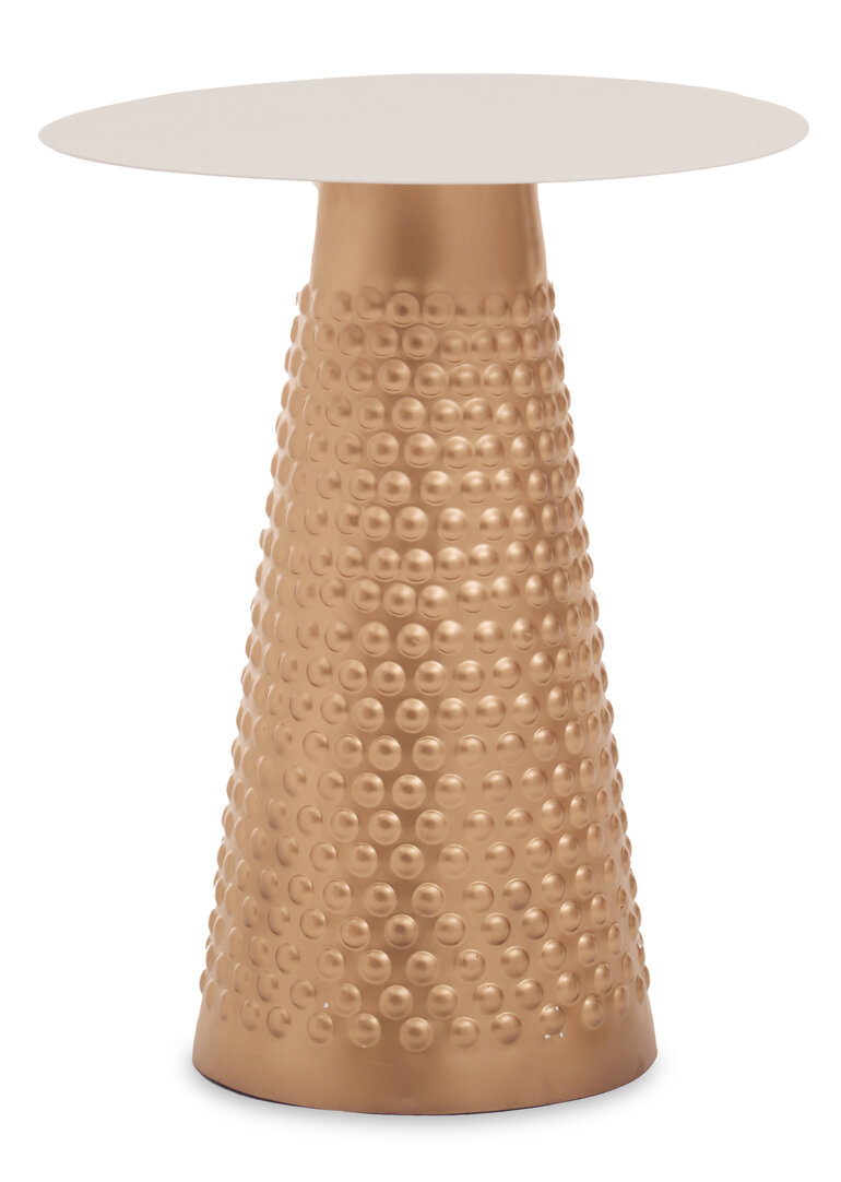 Amira Tavolino Ferro Oro Bianco 41cm