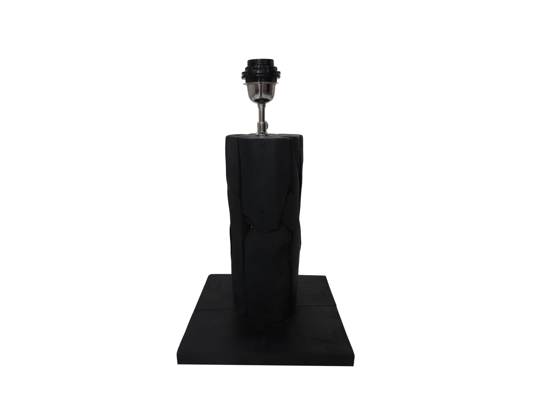 Runde Tischlampe Teakholz Schwarz
