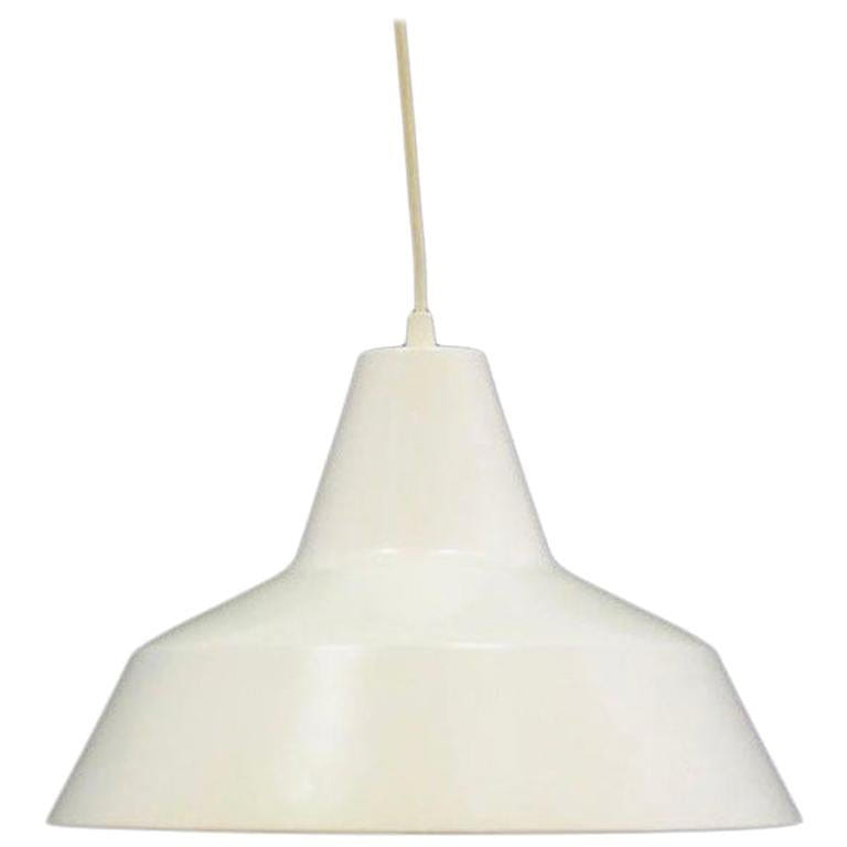 Vintage pendant lamp metal white 1970s