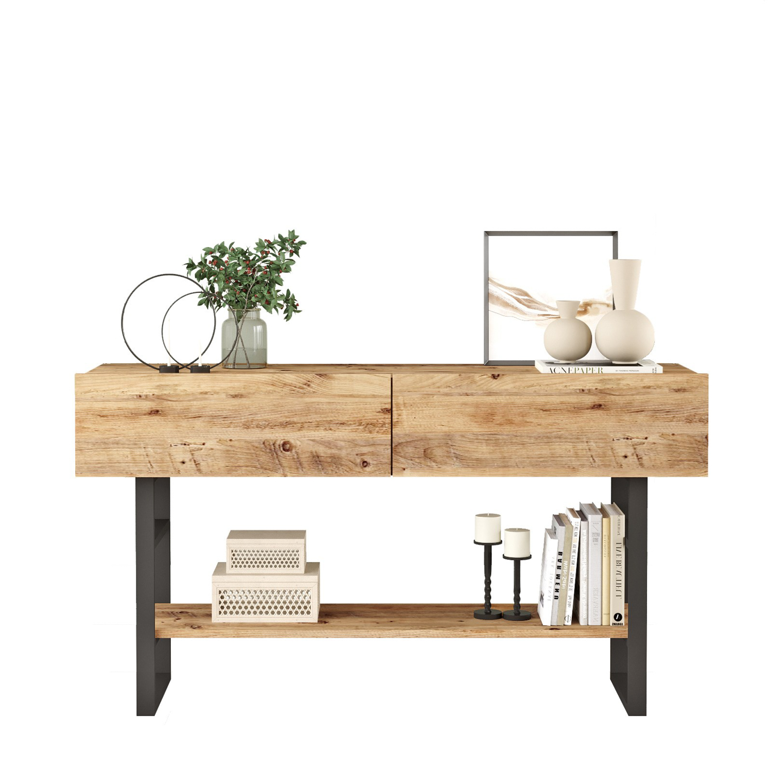 Console table with shelf Brown