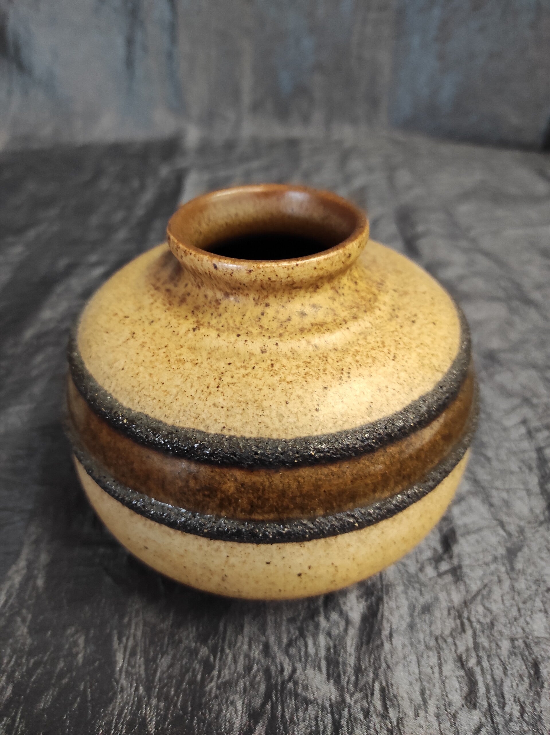 Vintage Keramikvase Braun Beige Blau