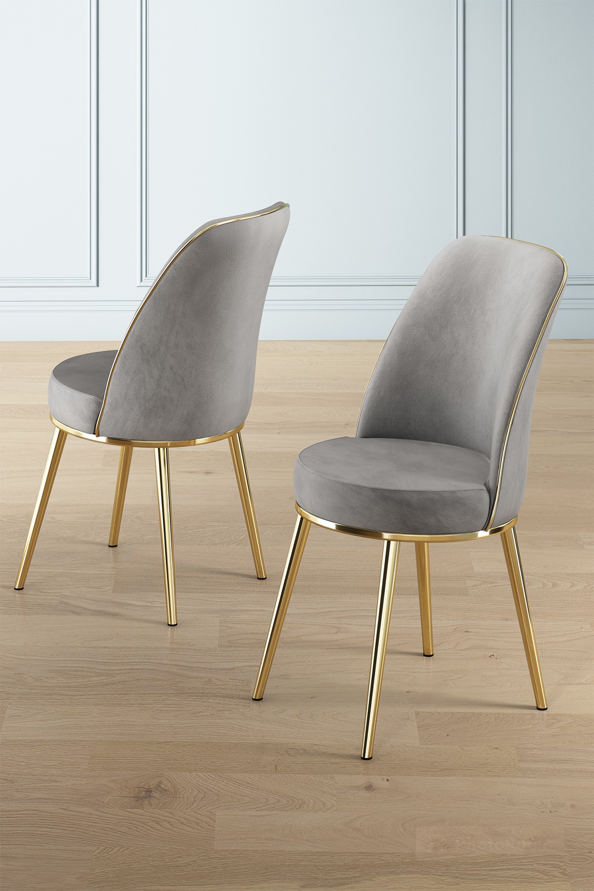 2x Pefa Chair Set Grey and Gold