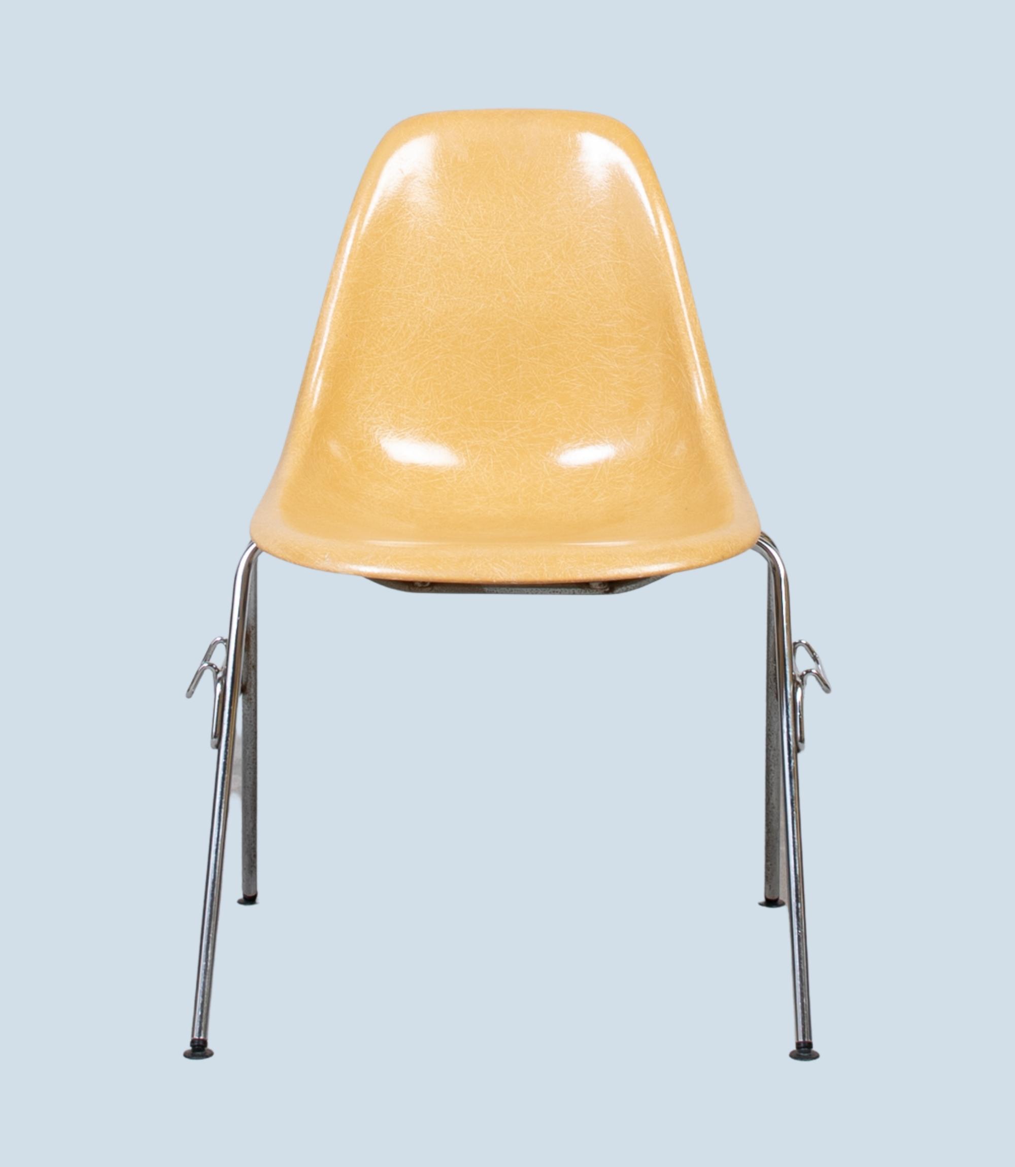 Eames Fiberglass Side Chair by Herman Miller Ochre Light