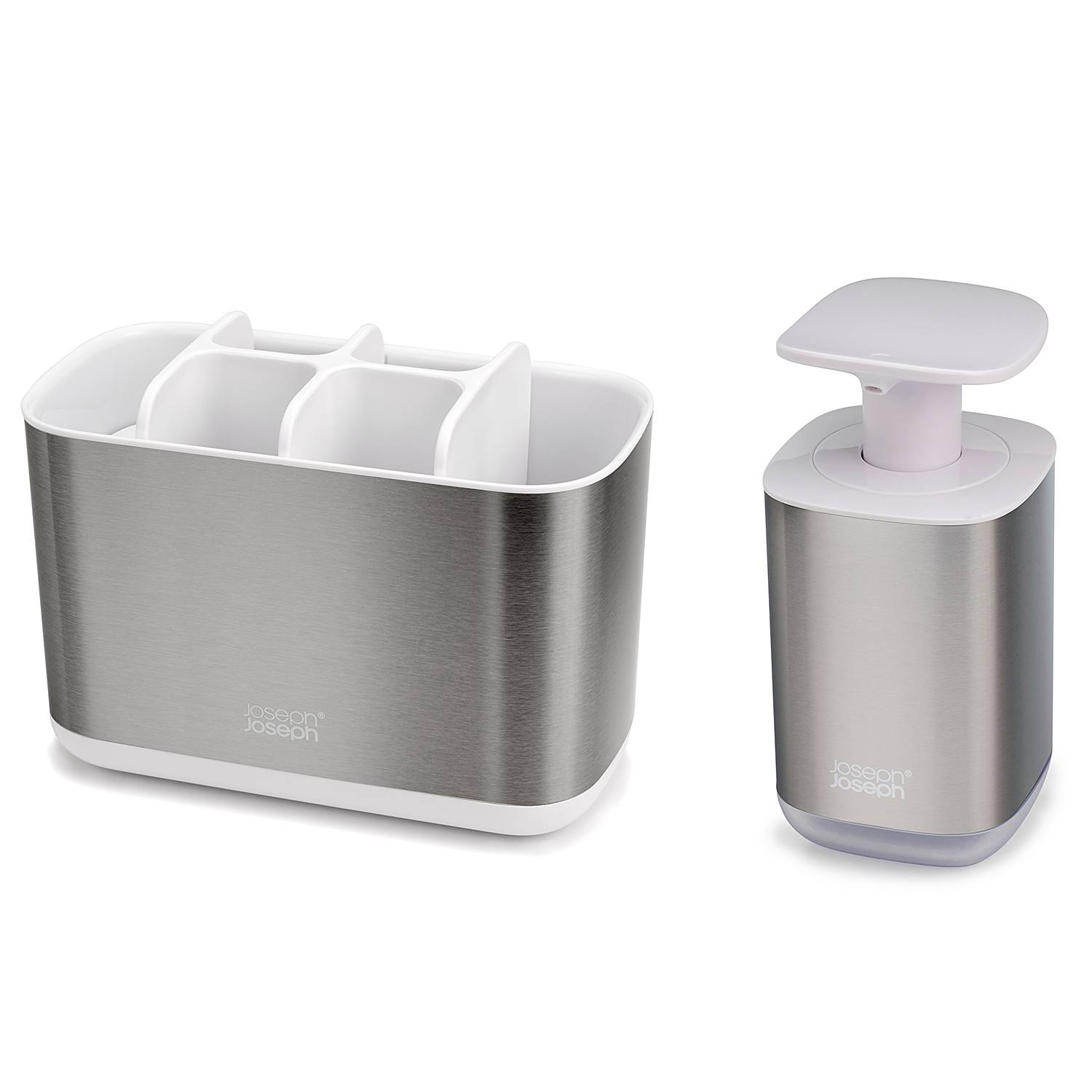 Bad Accessoire 2er Set Easy Store Edelstahl Silber Weiß