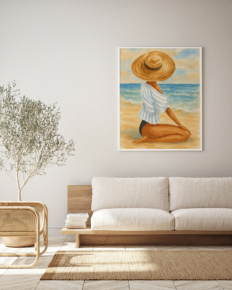 Seaside Glow Art Print with Frame Multicolored