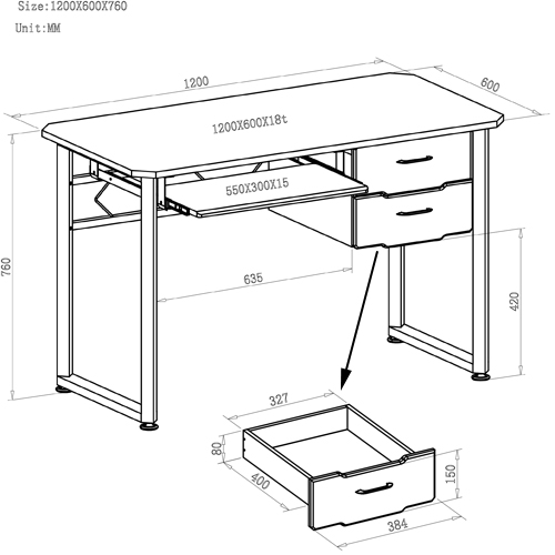 WORKFLOW Schreibtisch Holz Graphit