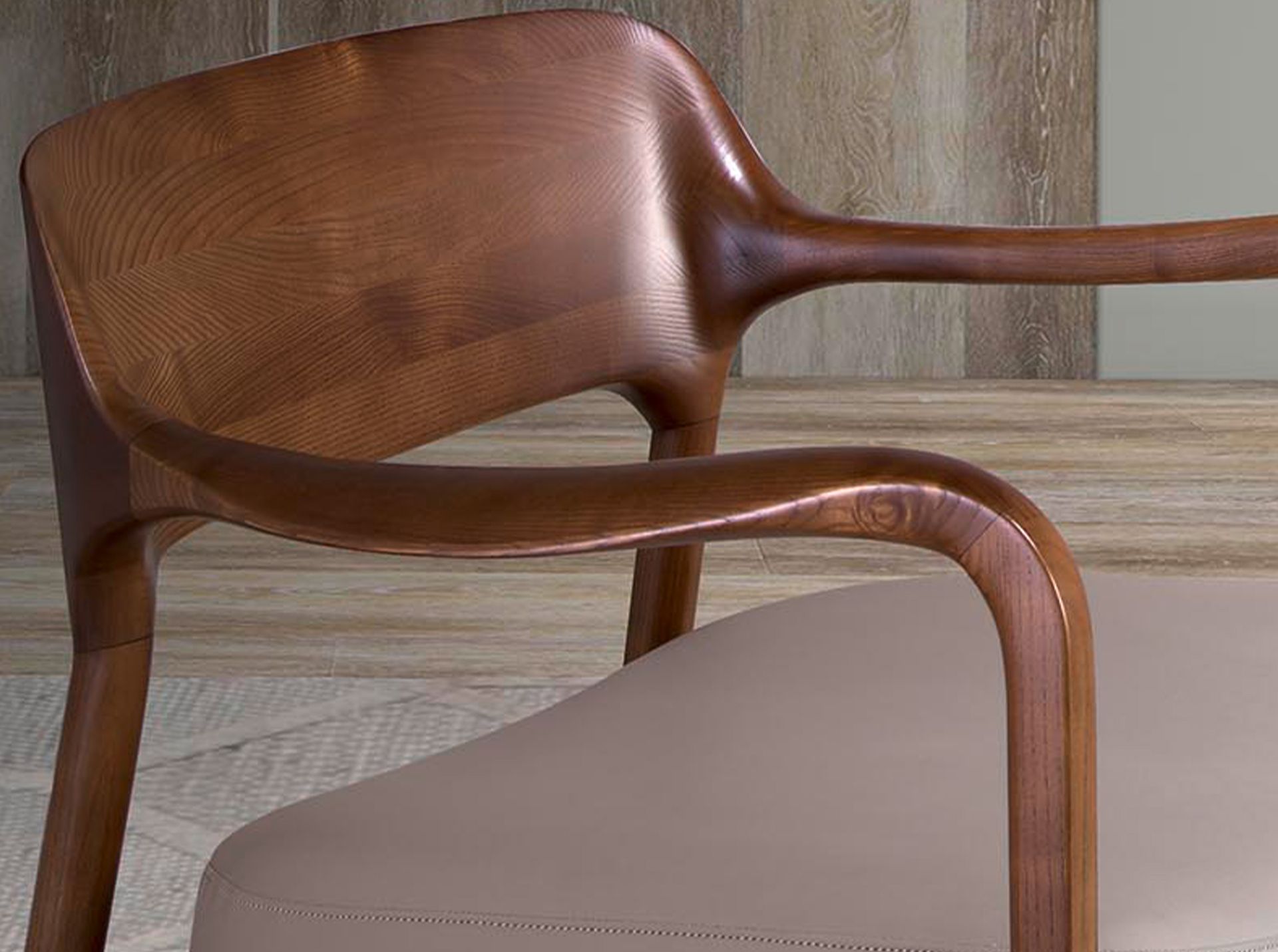 Chair 5082 Wood Faux Leather Taupe