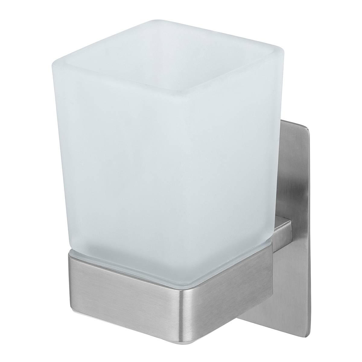 Zahnputzbecher Genova Edelstahl Glas Matt Silber