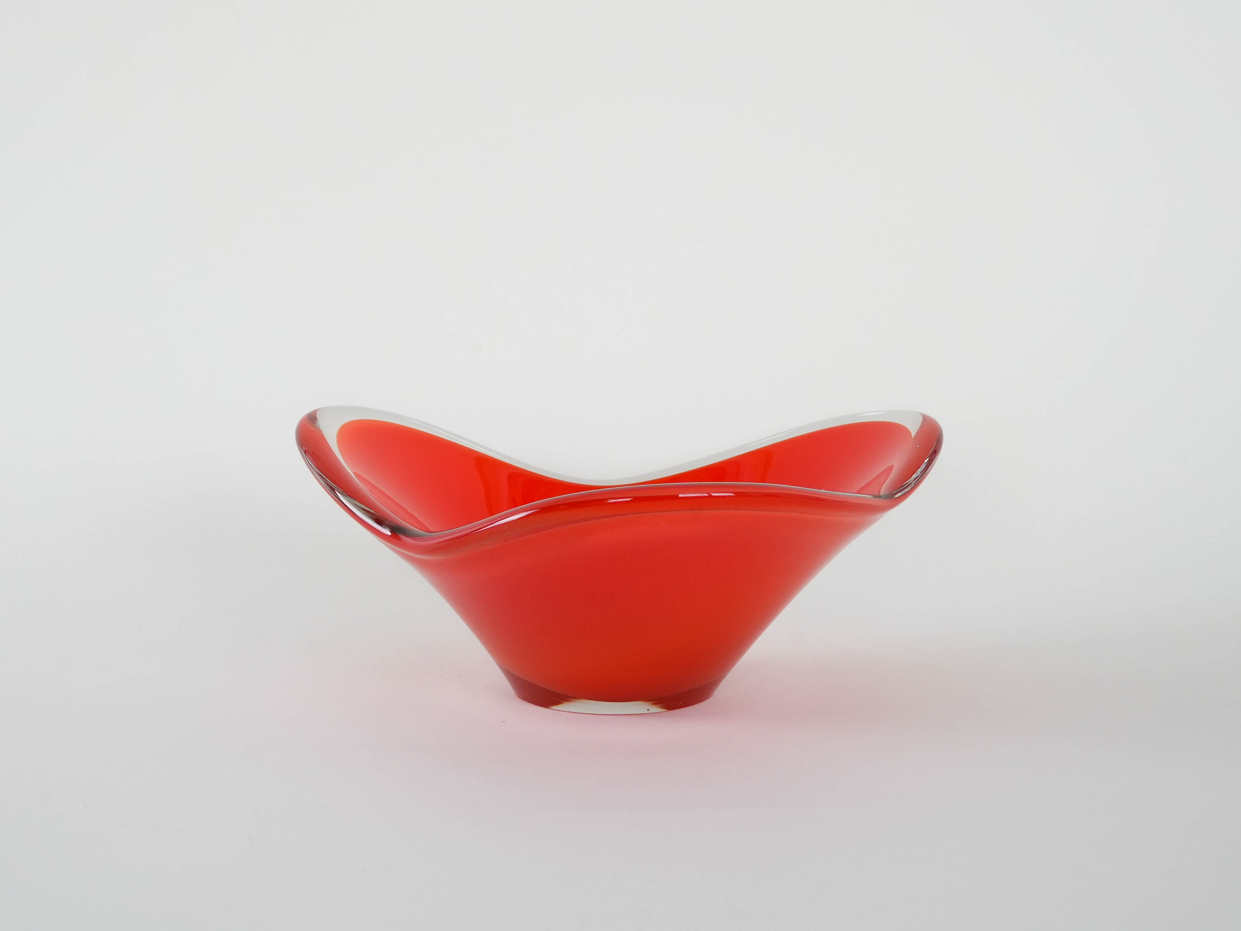 Platte Muranoglas Rot 1960er Jahre