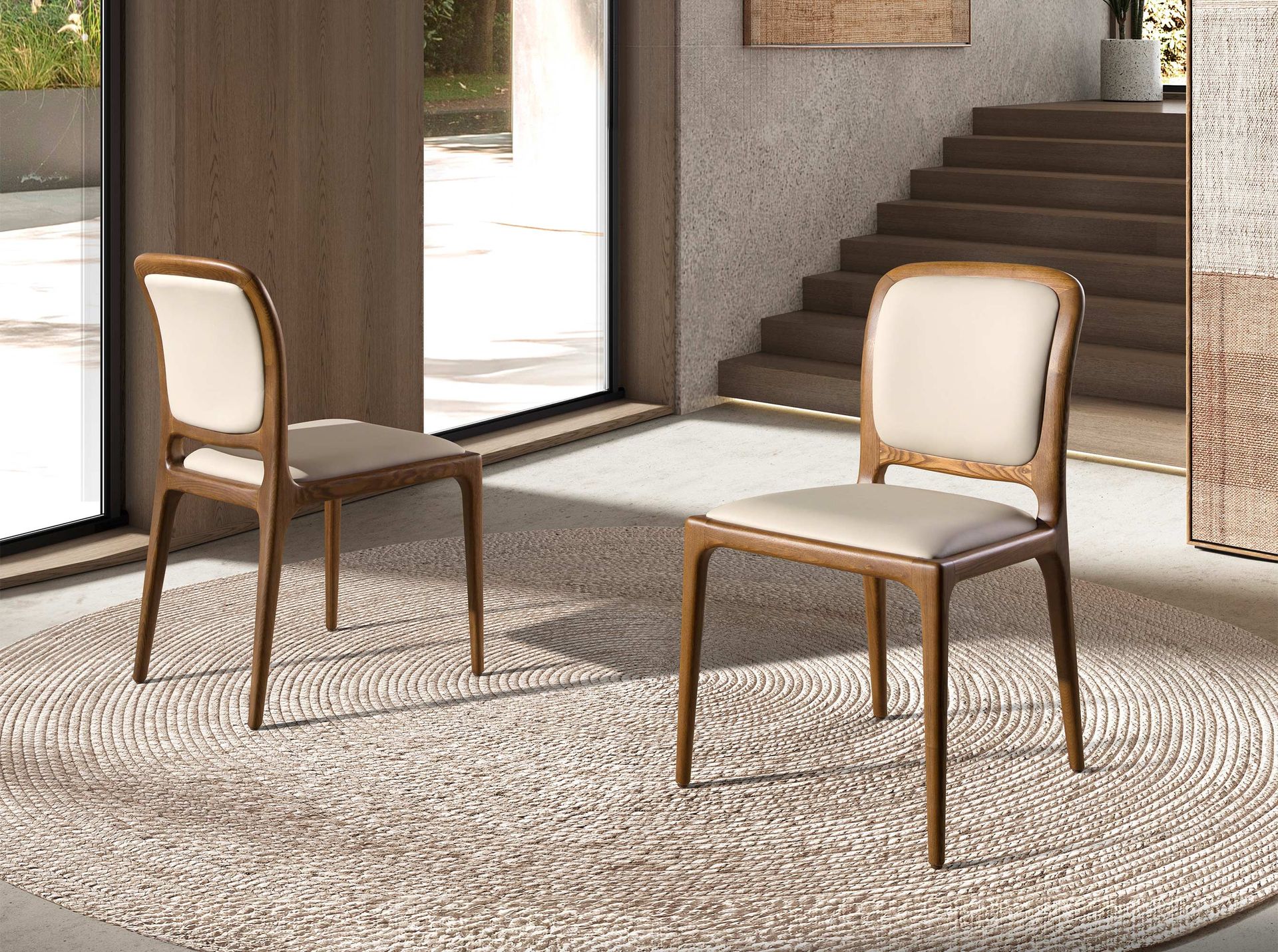 Dining chair faux leather cream