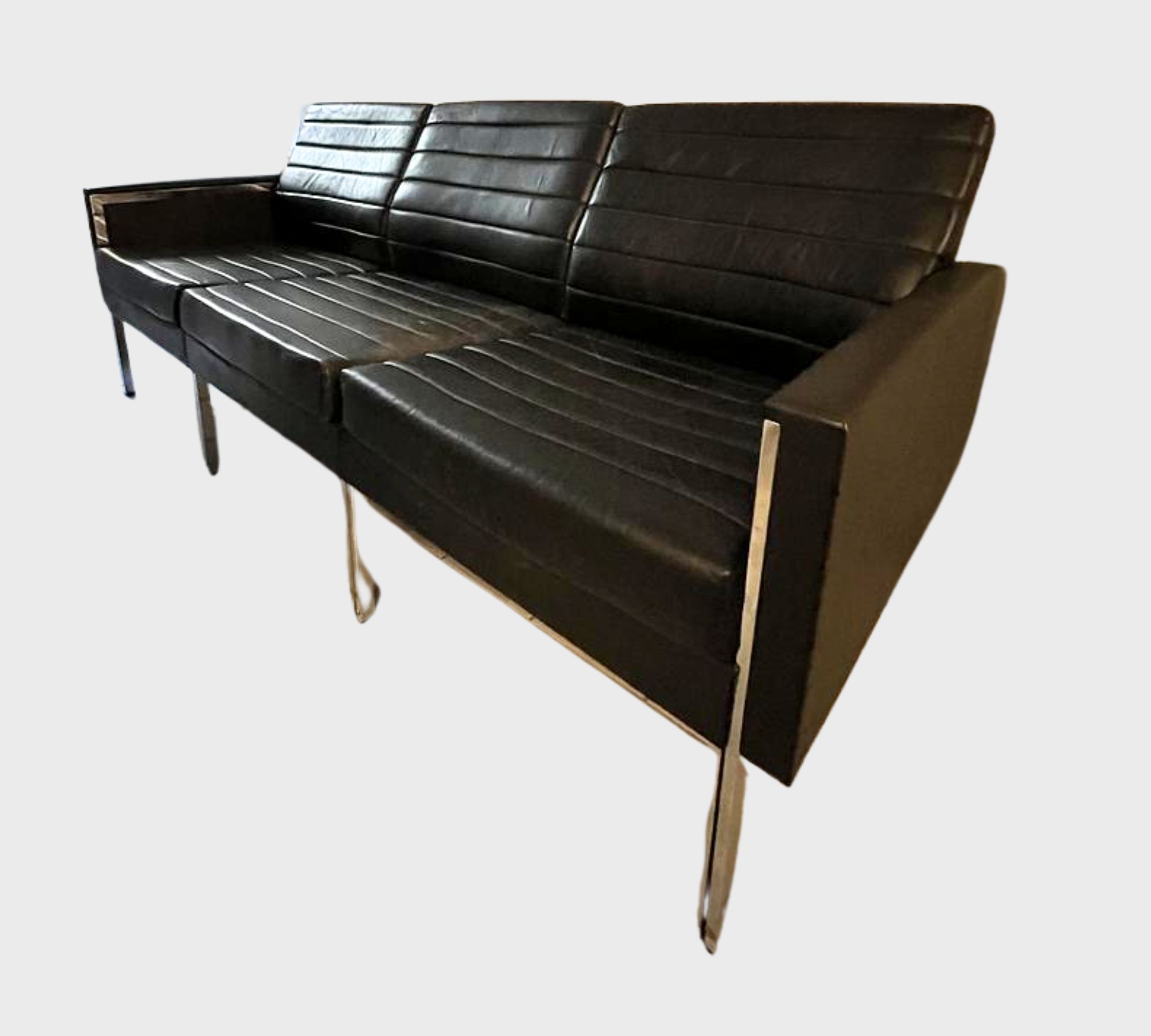 Vintage Sofa 3-Sitzer Leder Schwarz 1960er Jahre