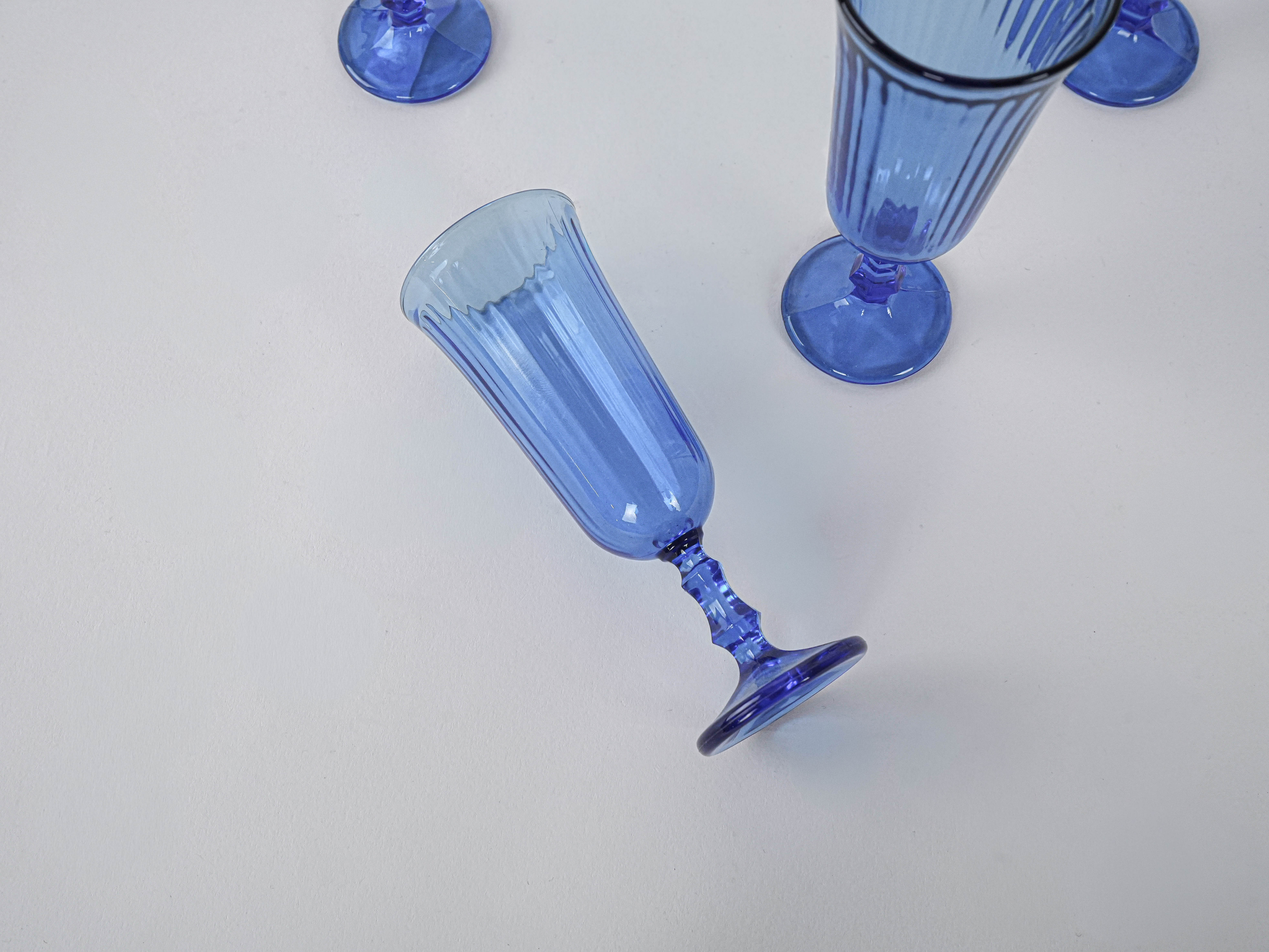 Champagnergläser-Set Kobaltblau 1970er Jahre