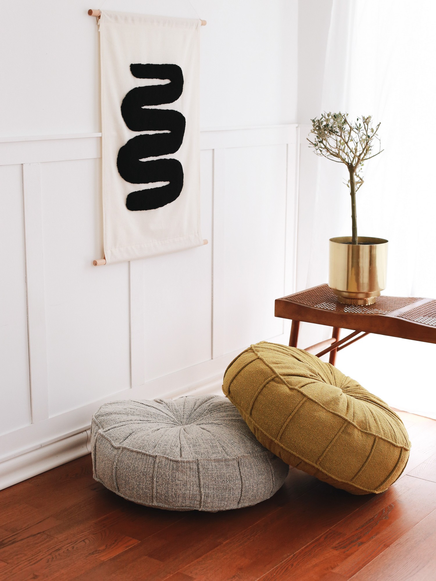 Vintage Sitzkissen Teddy Gelb