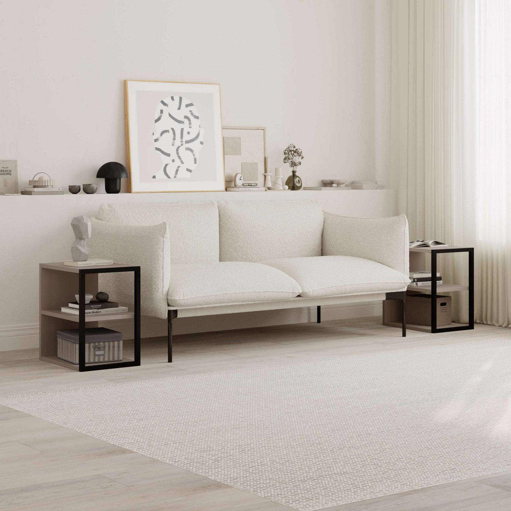 Echo Side Table Set Wood Veneer Light Mocha