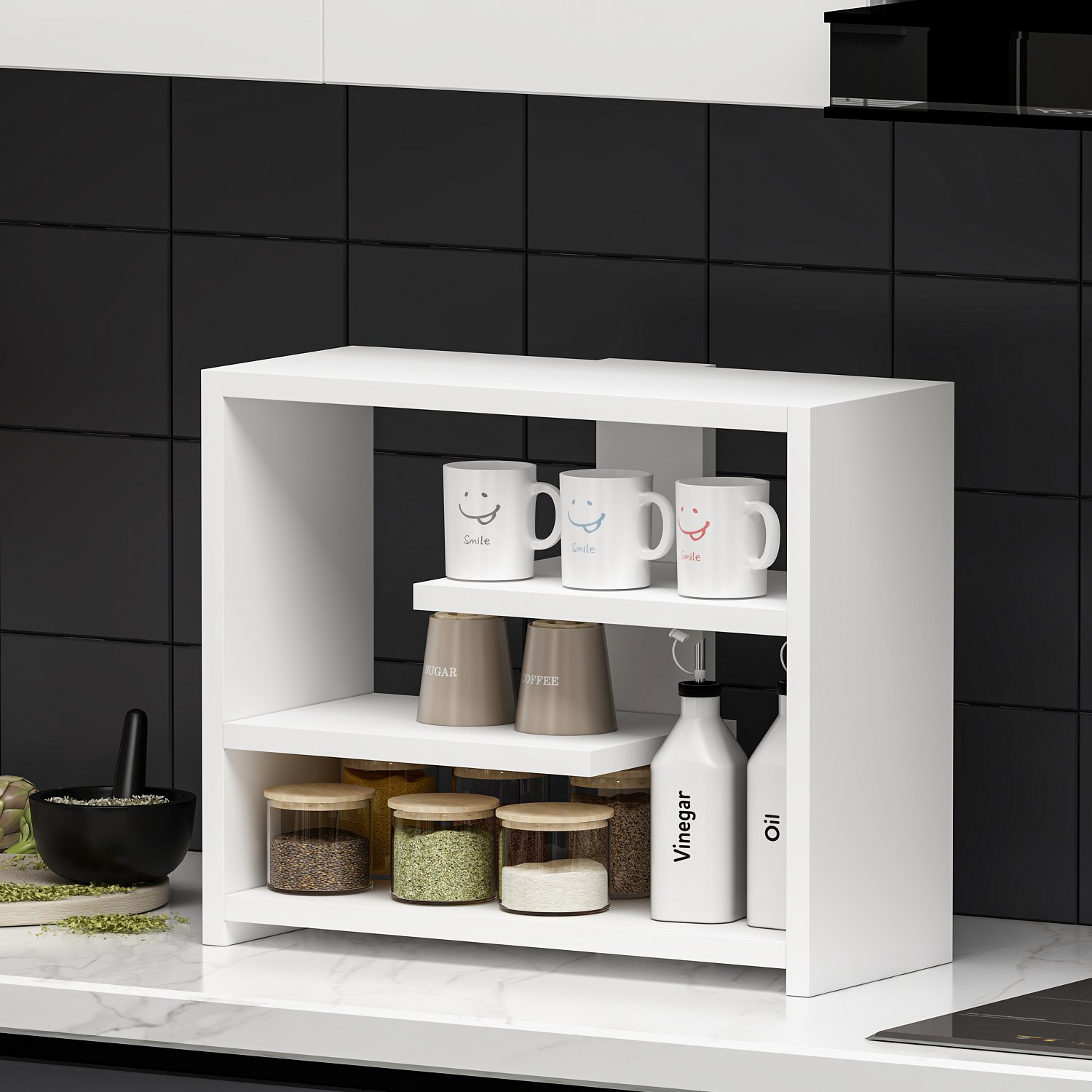 Gupse Wandregal Holzfurnier Weiß