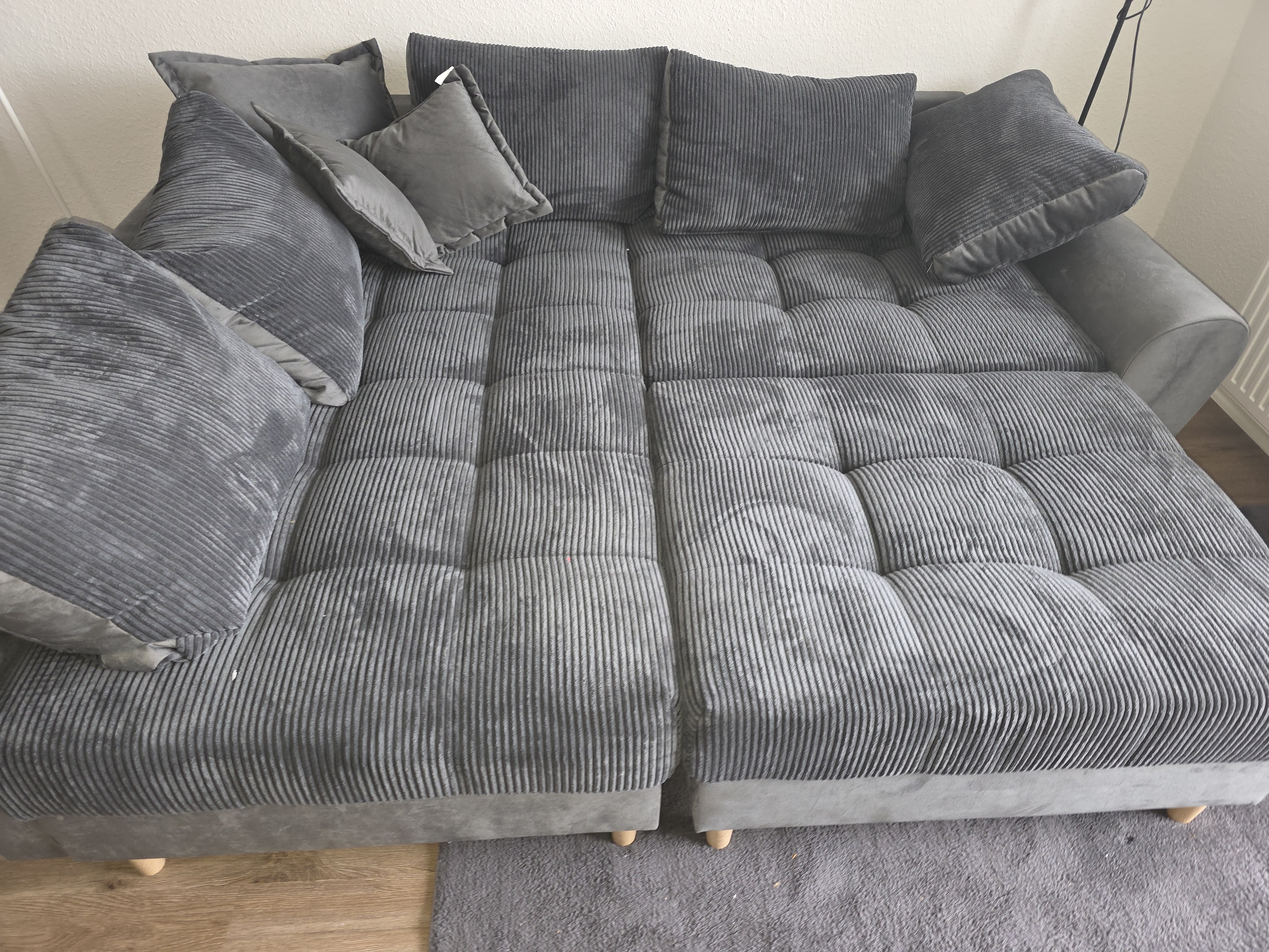 Ecksofa mit Hocker Anthrazit