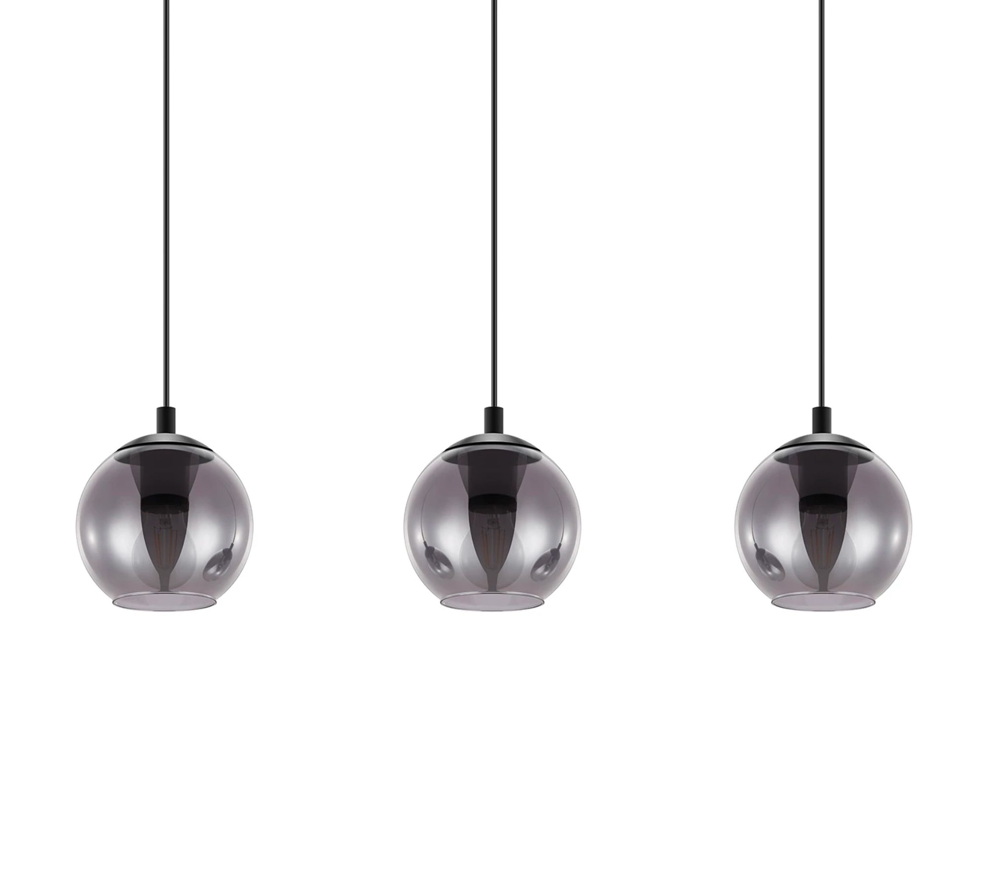 Pendant lamp 3-light clear glass steel
